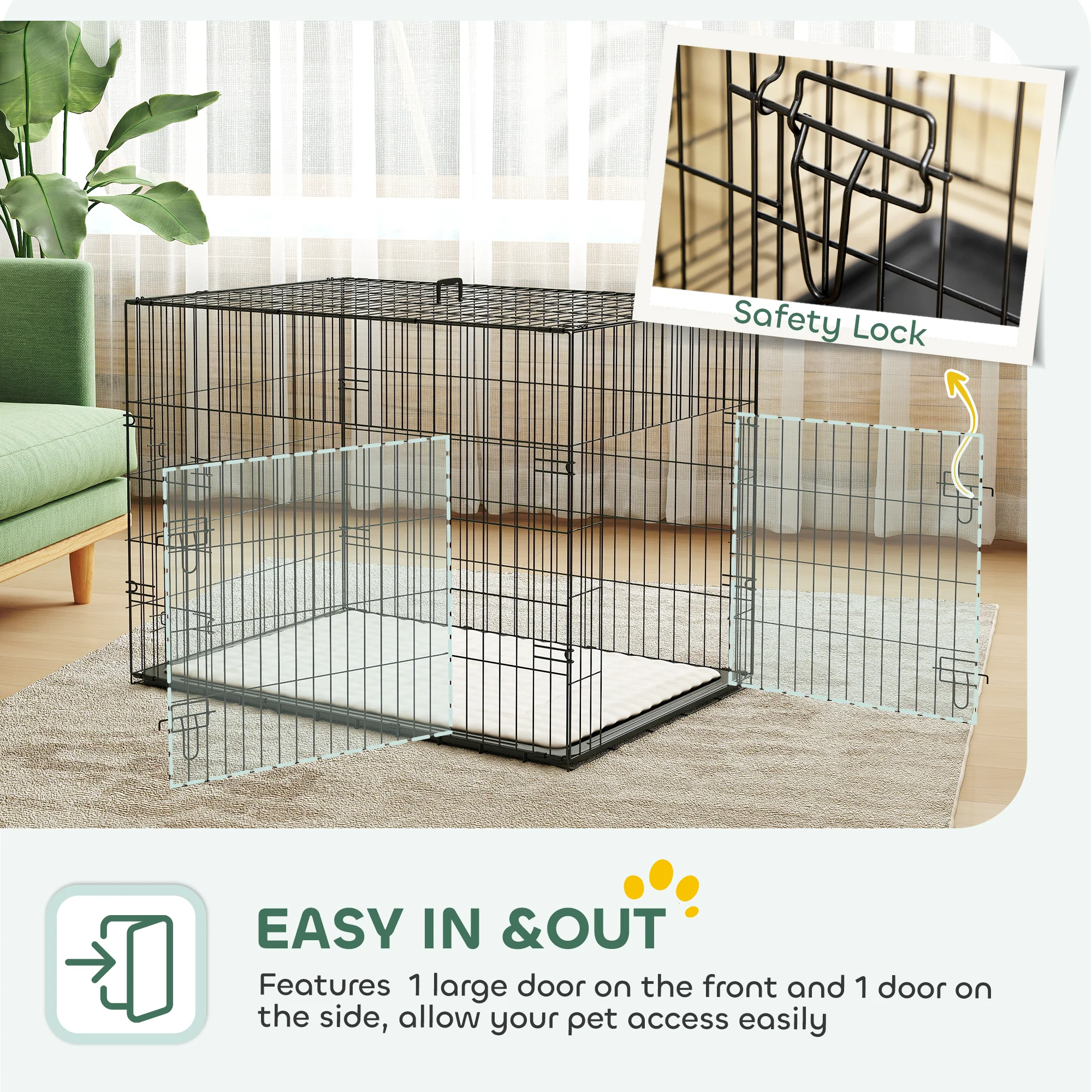 PawHut Dog Crate With 2 Doors, Tray, Soft Cushion - Image 22
