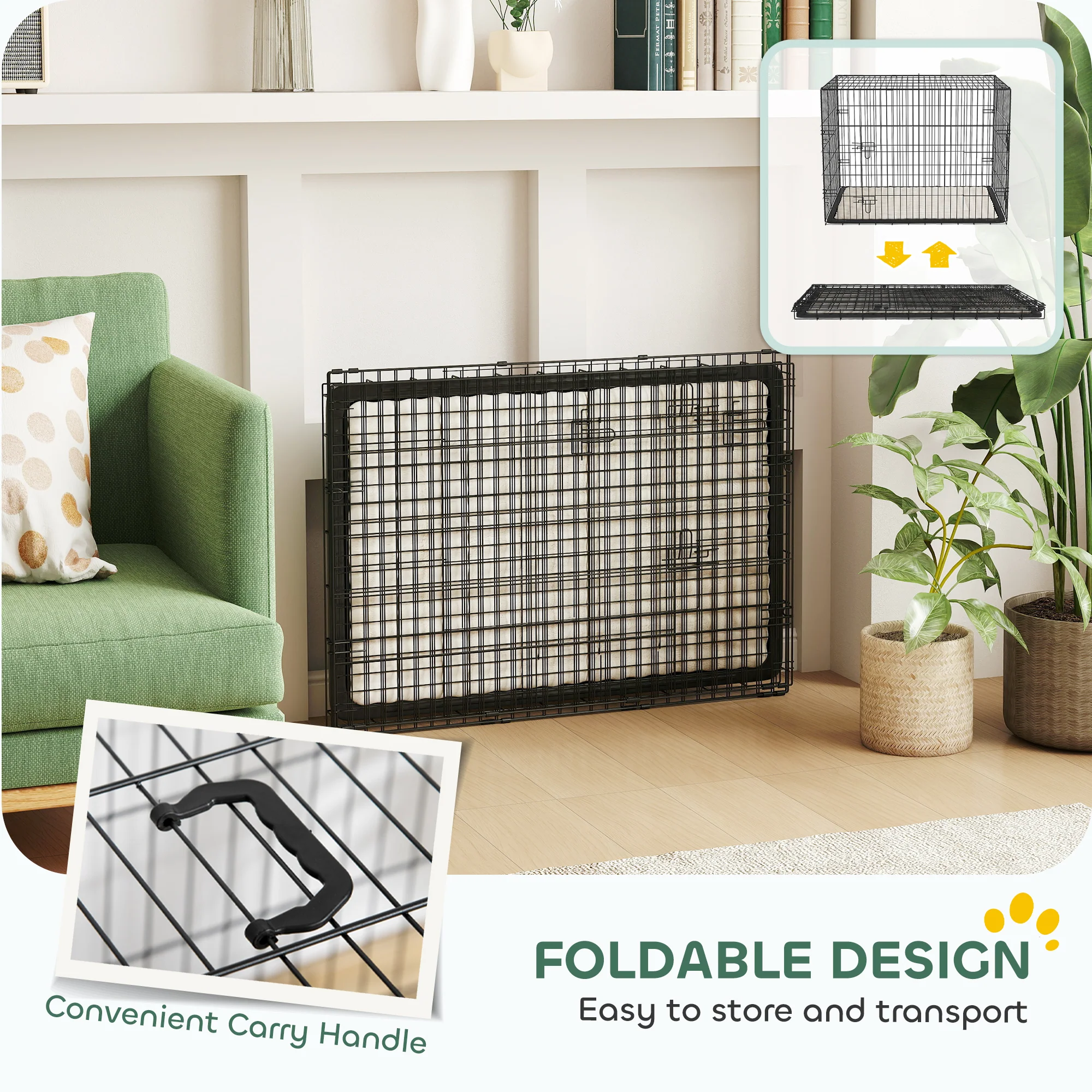 PawHut Dog Crate With 2 Doors, Tray, Soft Cushion - Image 25