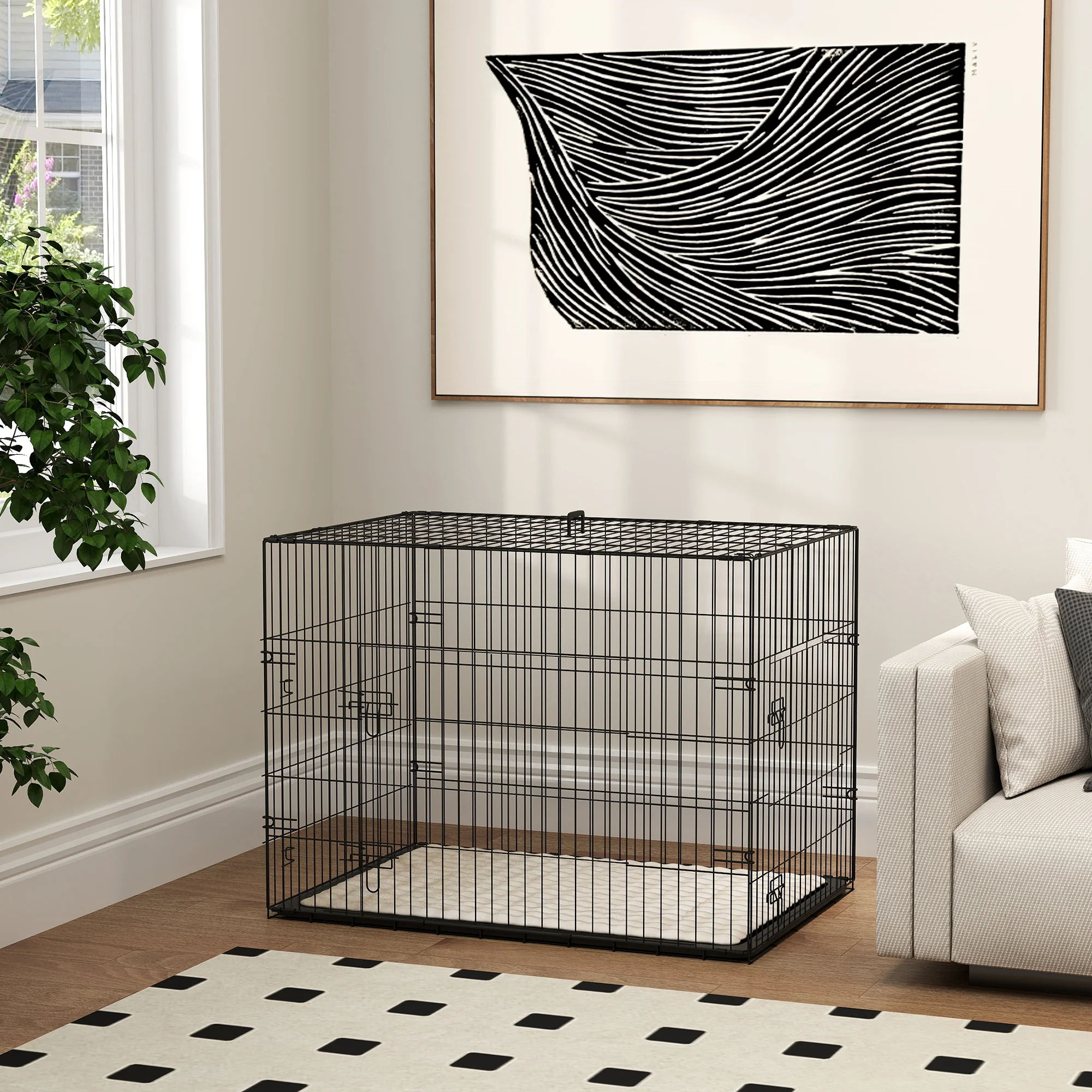 PawHut Dog Crate With 2 Doors, Tray, Soft Cushion - Image 26