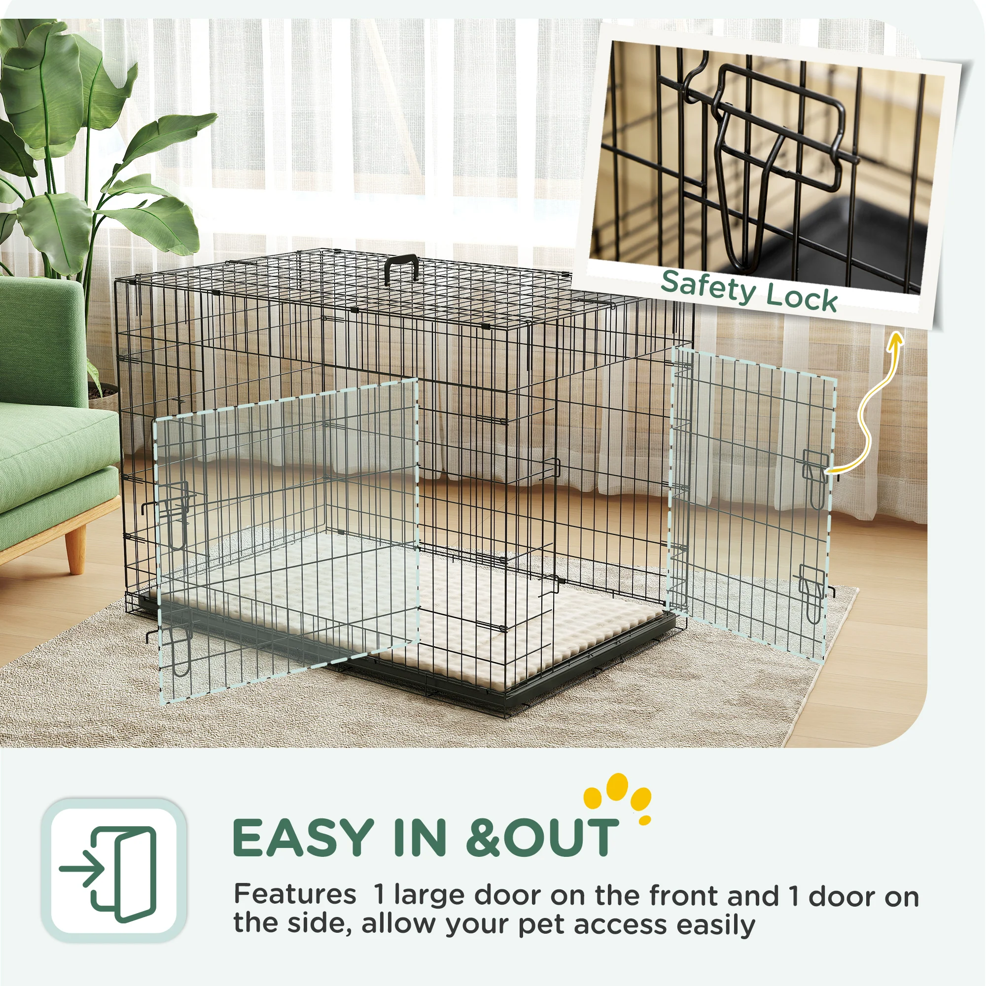 PawHut Dog Crate With 2 Doors, Tray, Soft Cushion - Image 31