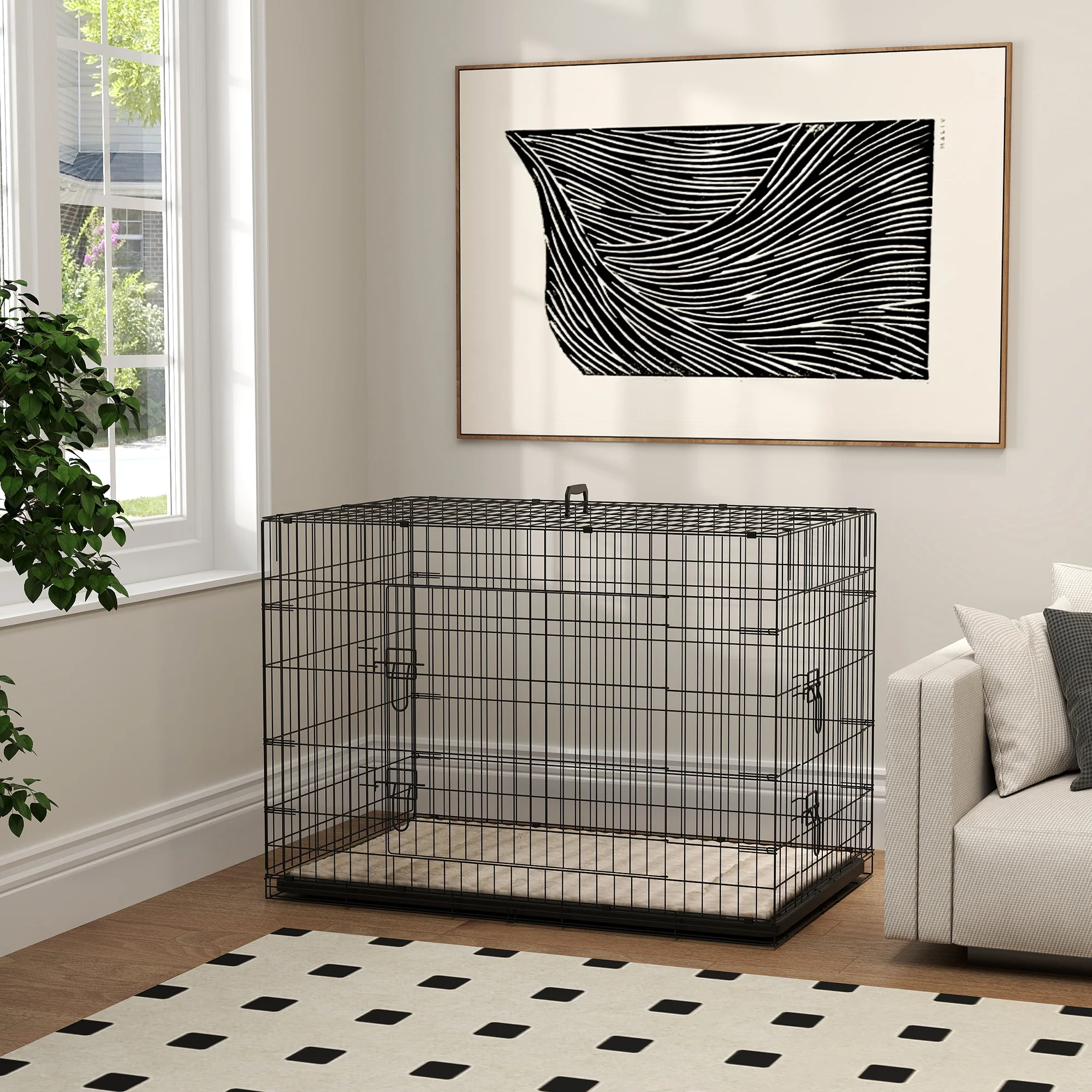 PawHut Dog Crate With 2 Doors, Tray, Soft Cushion - Image 35