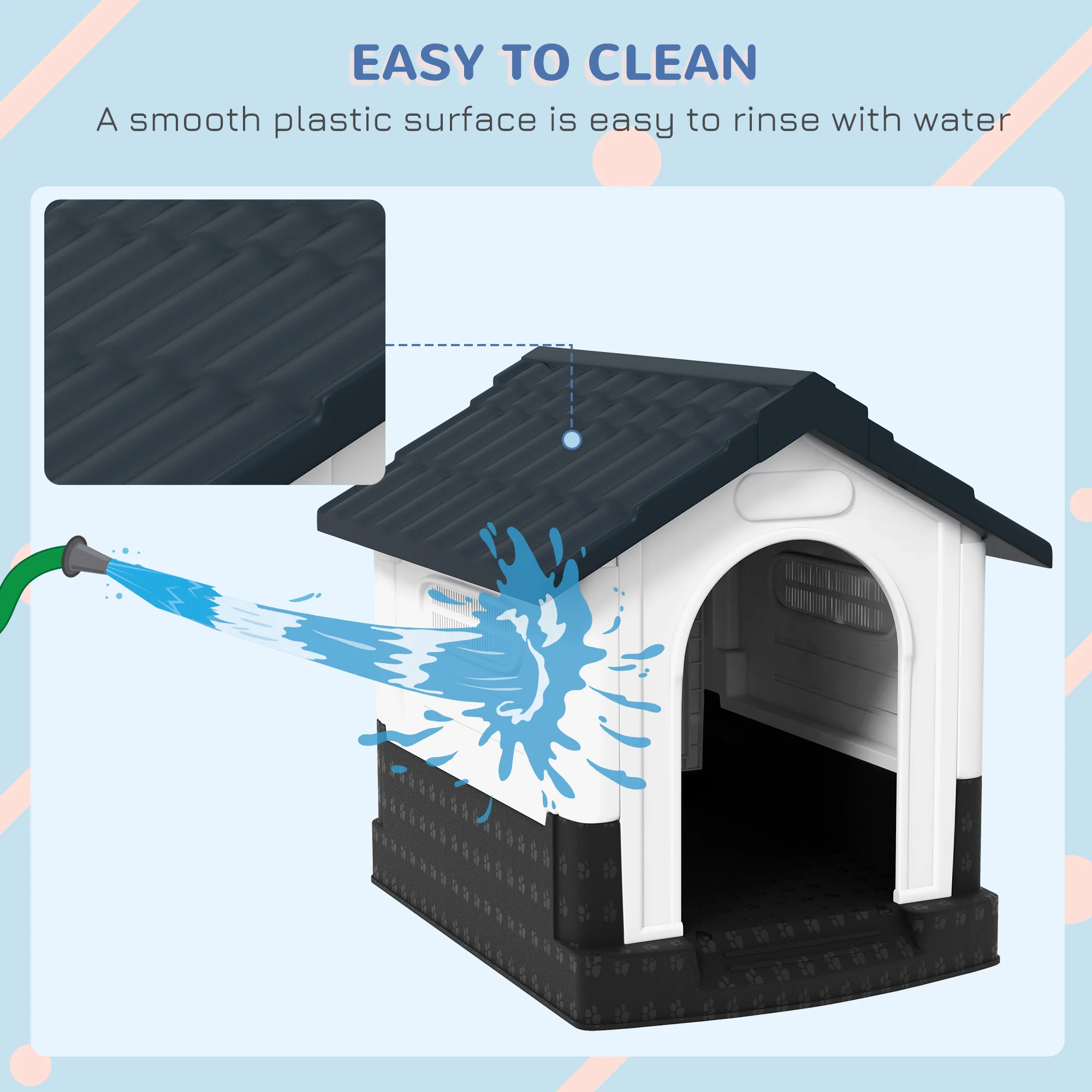 PawHut Dog Kennel for Outside, for XS and S Dogs, 80 x 69 x 76cm, Grey - Image 4