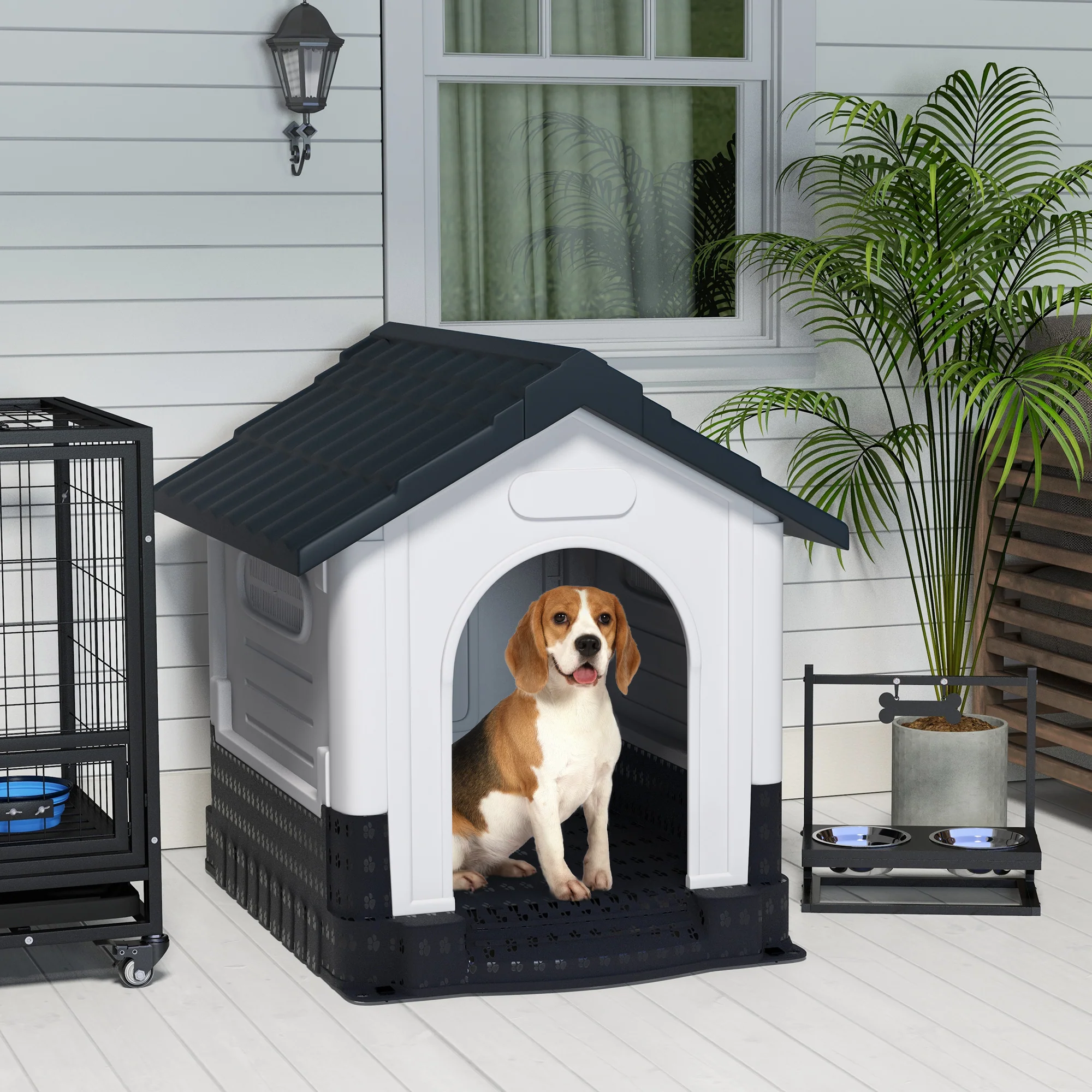 PawHut Dog Kennel For Outside, Grey - Image 11