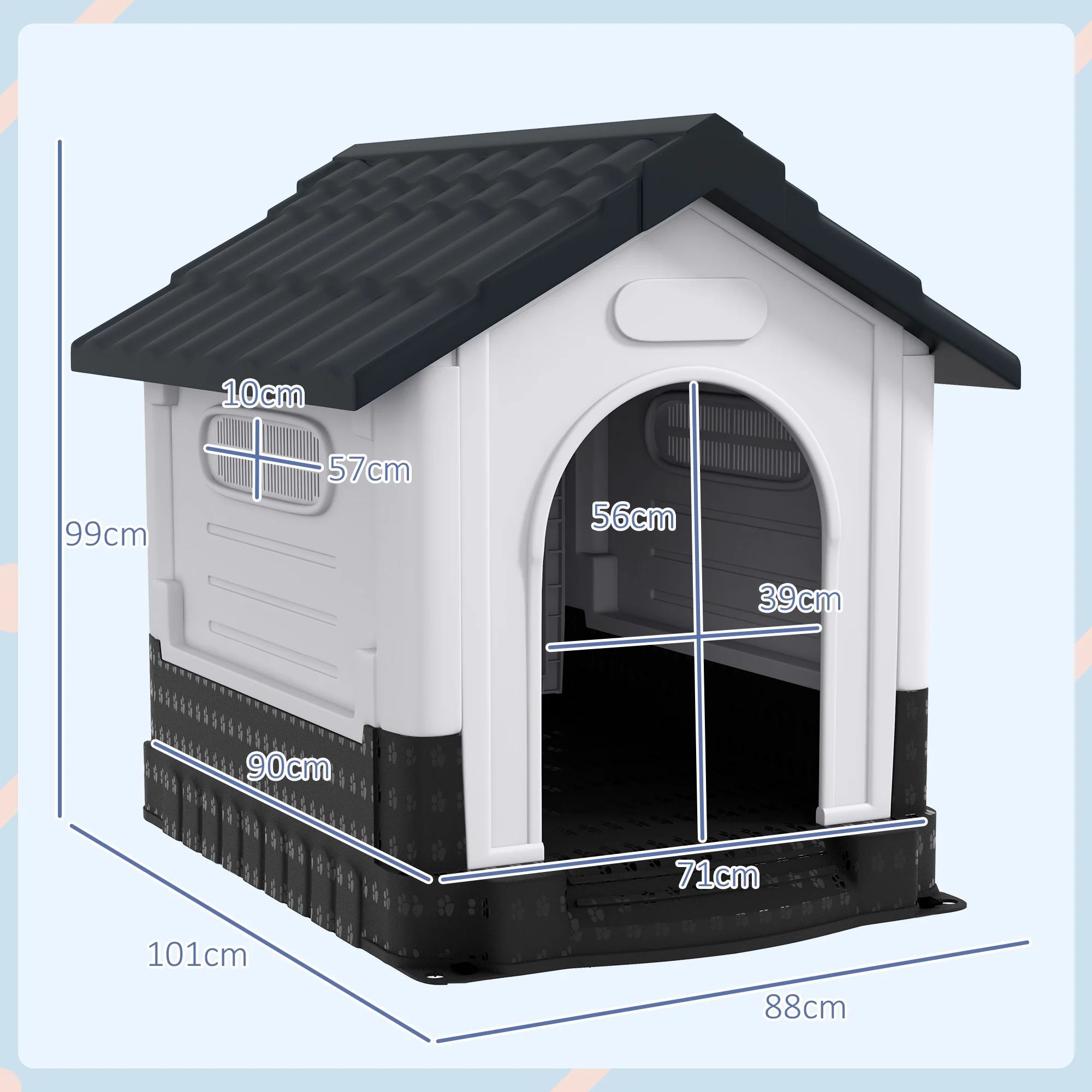 PawHut Dog Kennel For Outside, Grey - Image 14