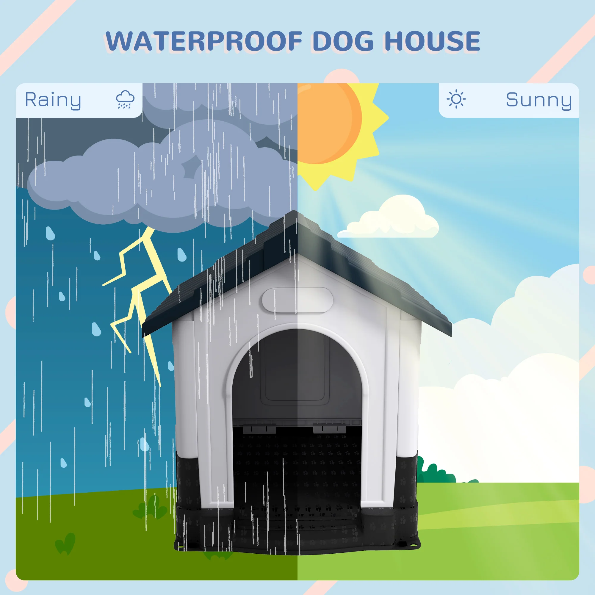 PawHut Dog Kennel For Outside, Grey - Image 15