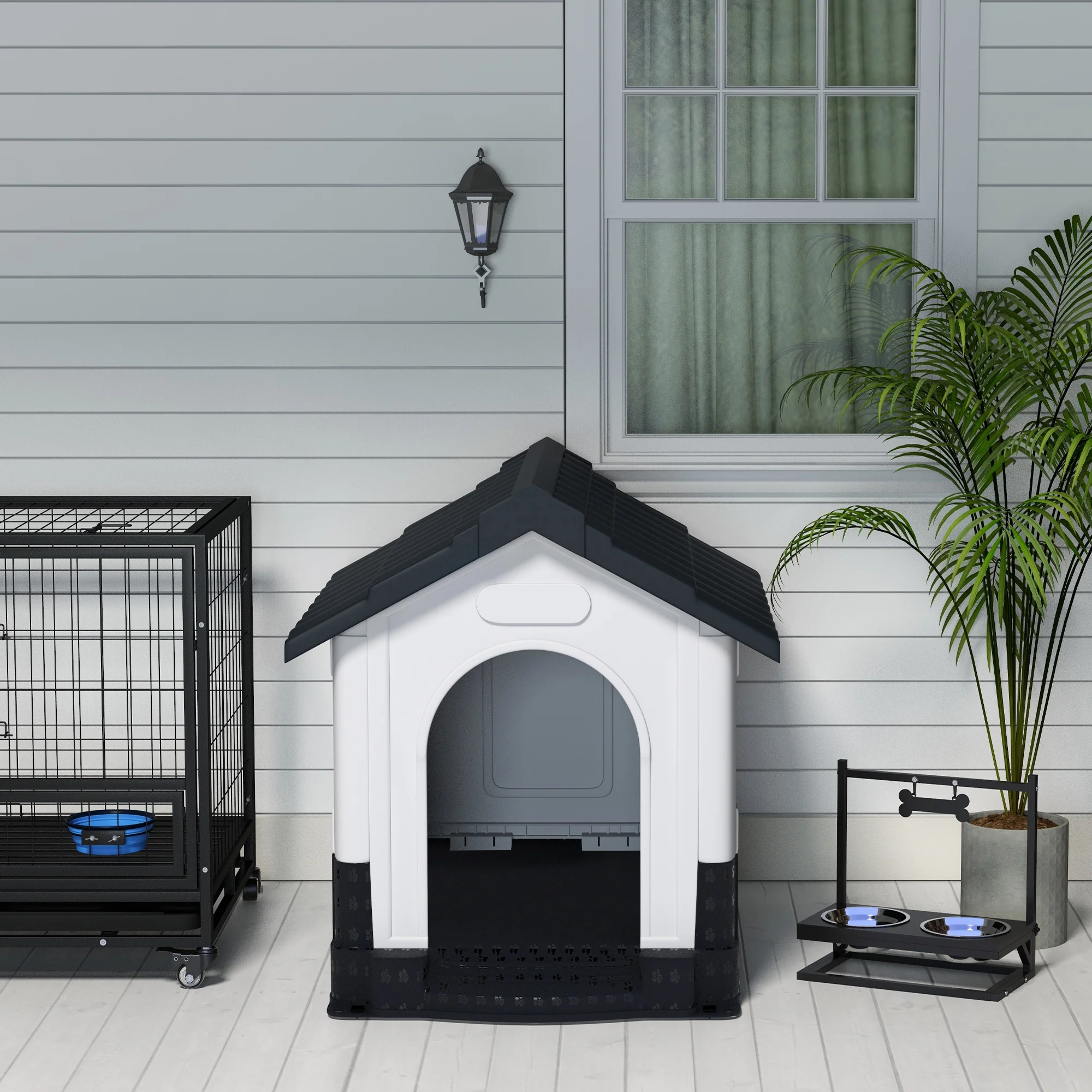 PawHut Dog Kennel For Outside, Grey - Image 18