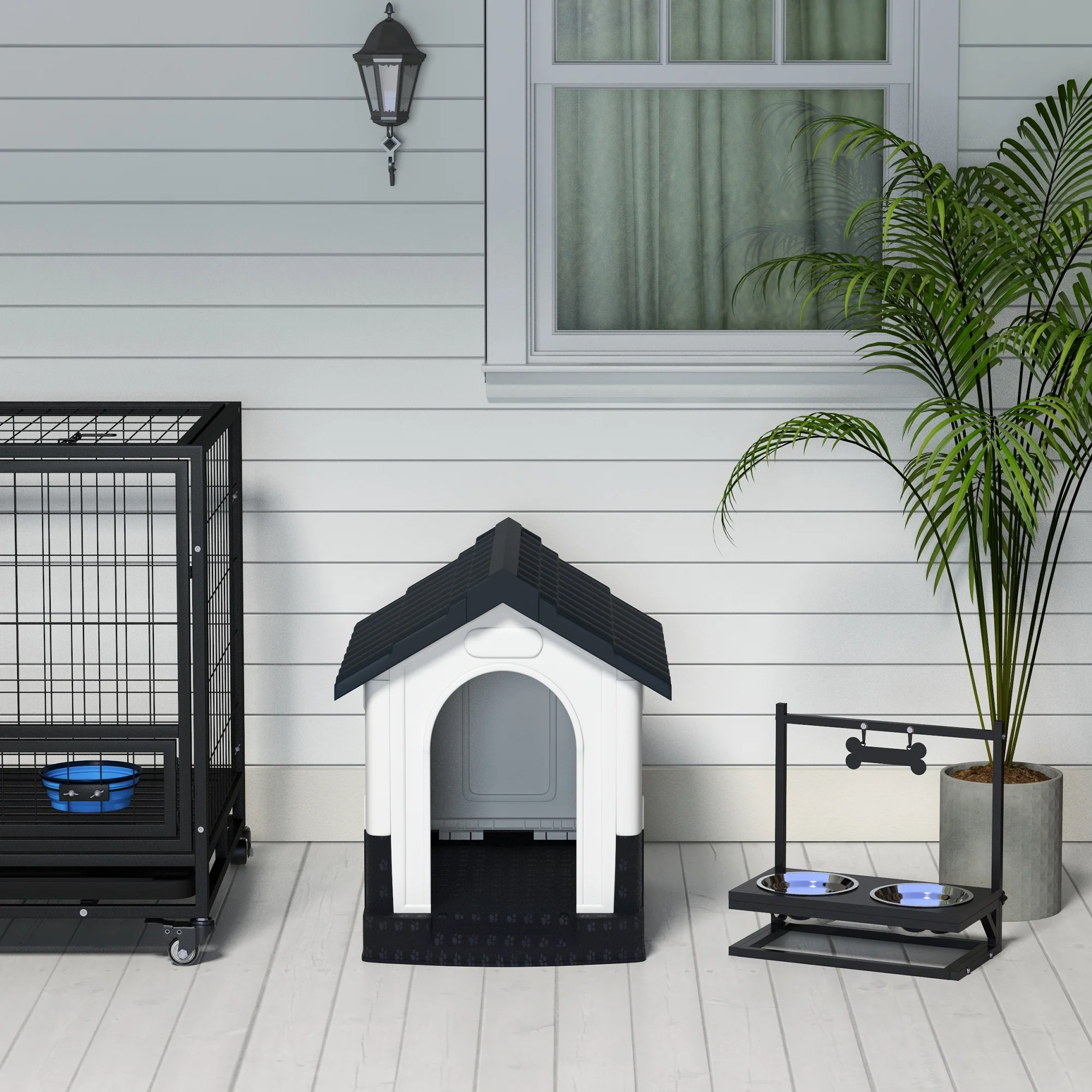 PawHut Dog Kennel For Outside, Grey - Image 9