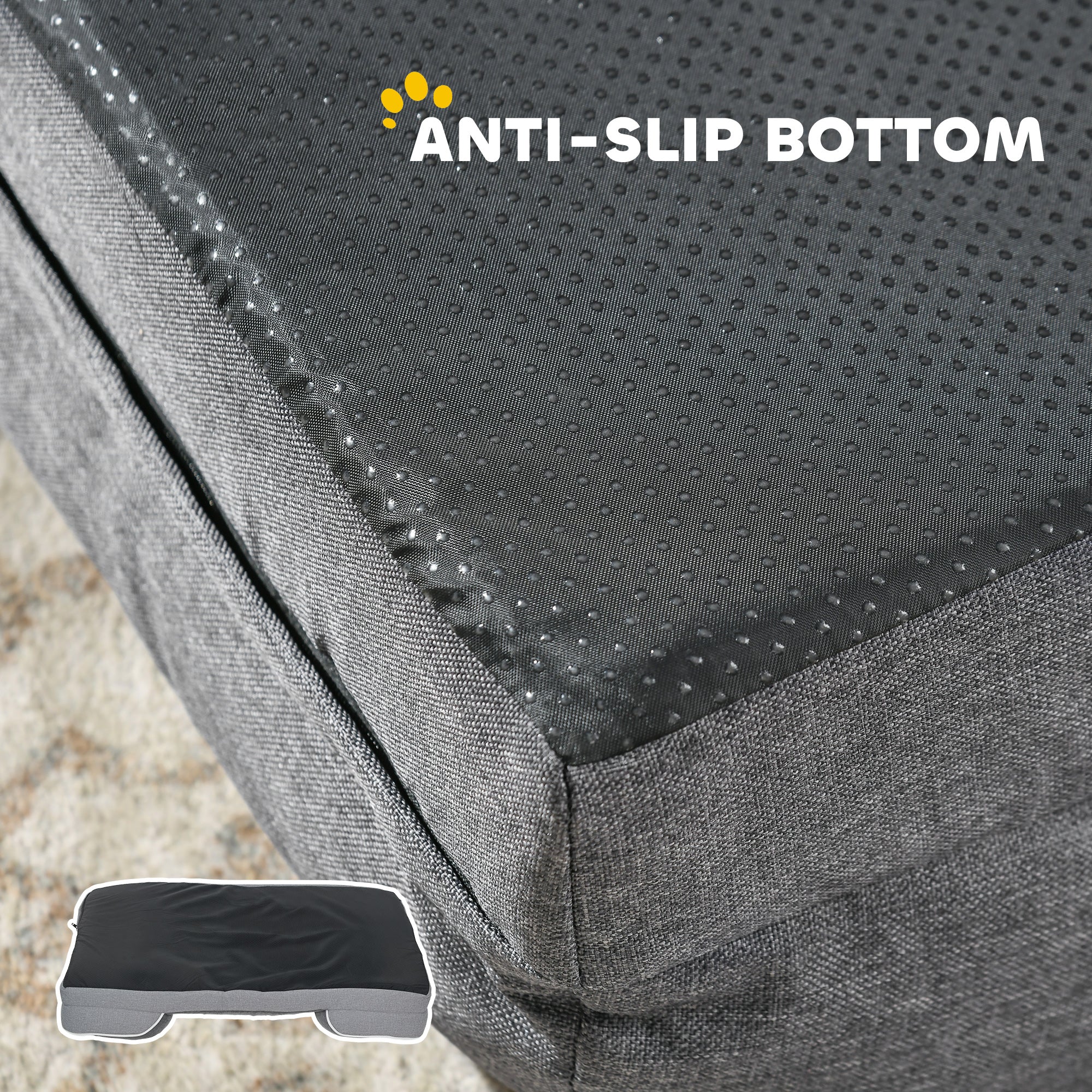 PawHut Dog Sofa Bed, Washable Pet Bed With Non-Slip Bottom, Grey - Image 15