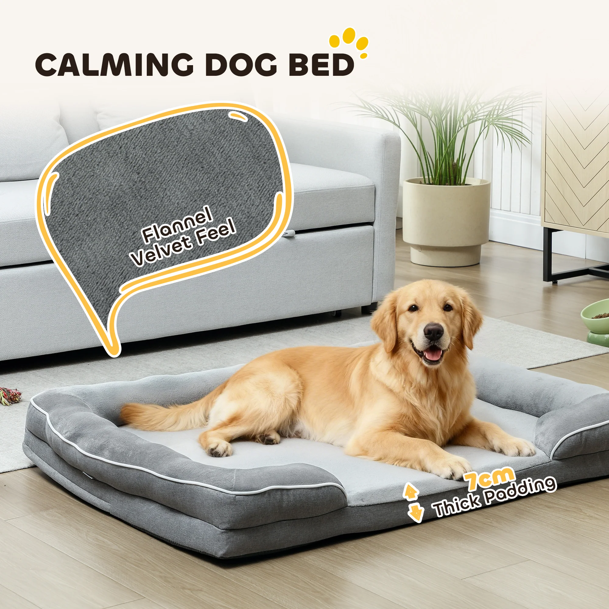 PawHut Dog Sofa Bed, Washable Pet Bed With Non-Slip Bottom, Grey - Image 21