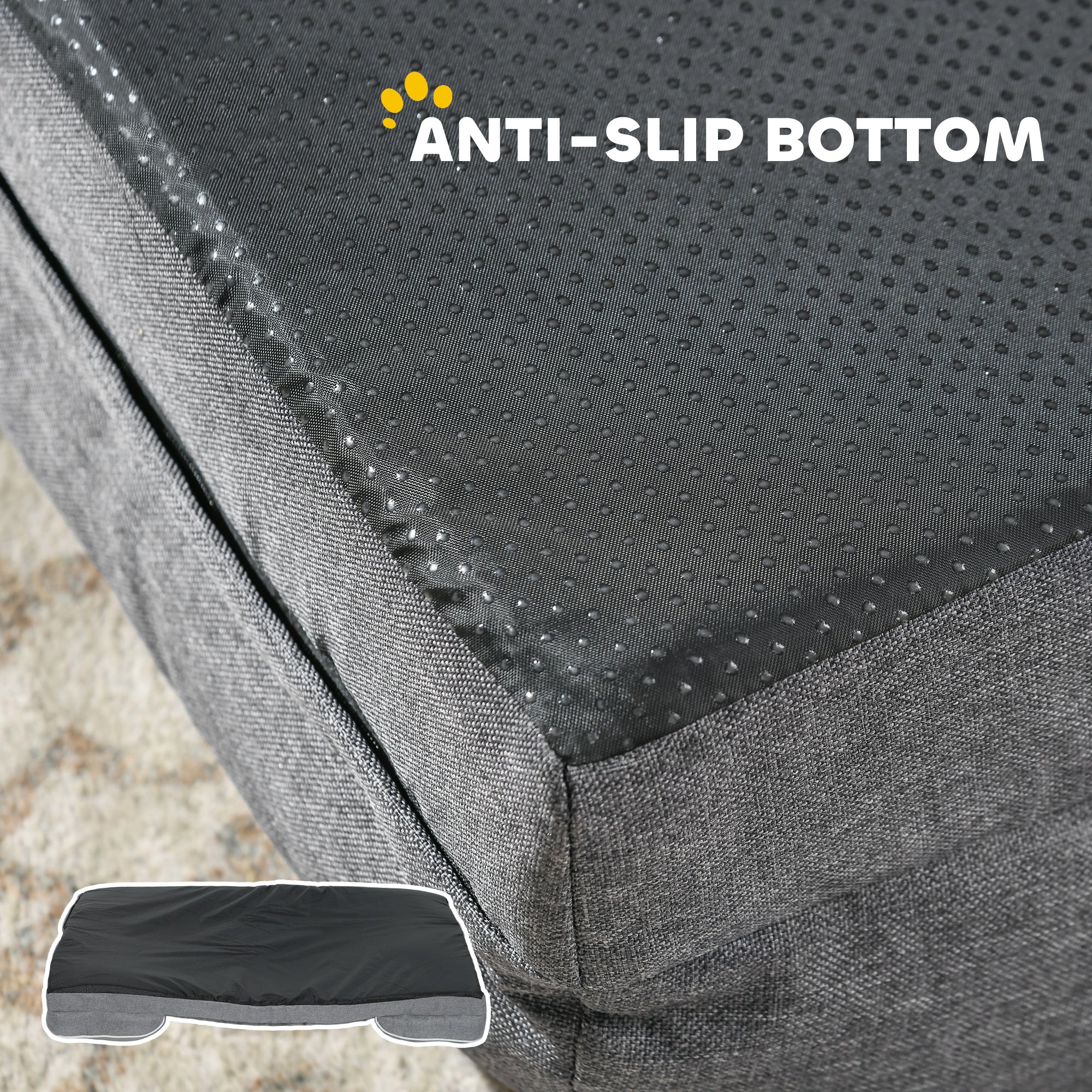 PawHut Dog Sofa Bed, Washable Pet Bed With Non-Slip Bottom, Grey - Image 24