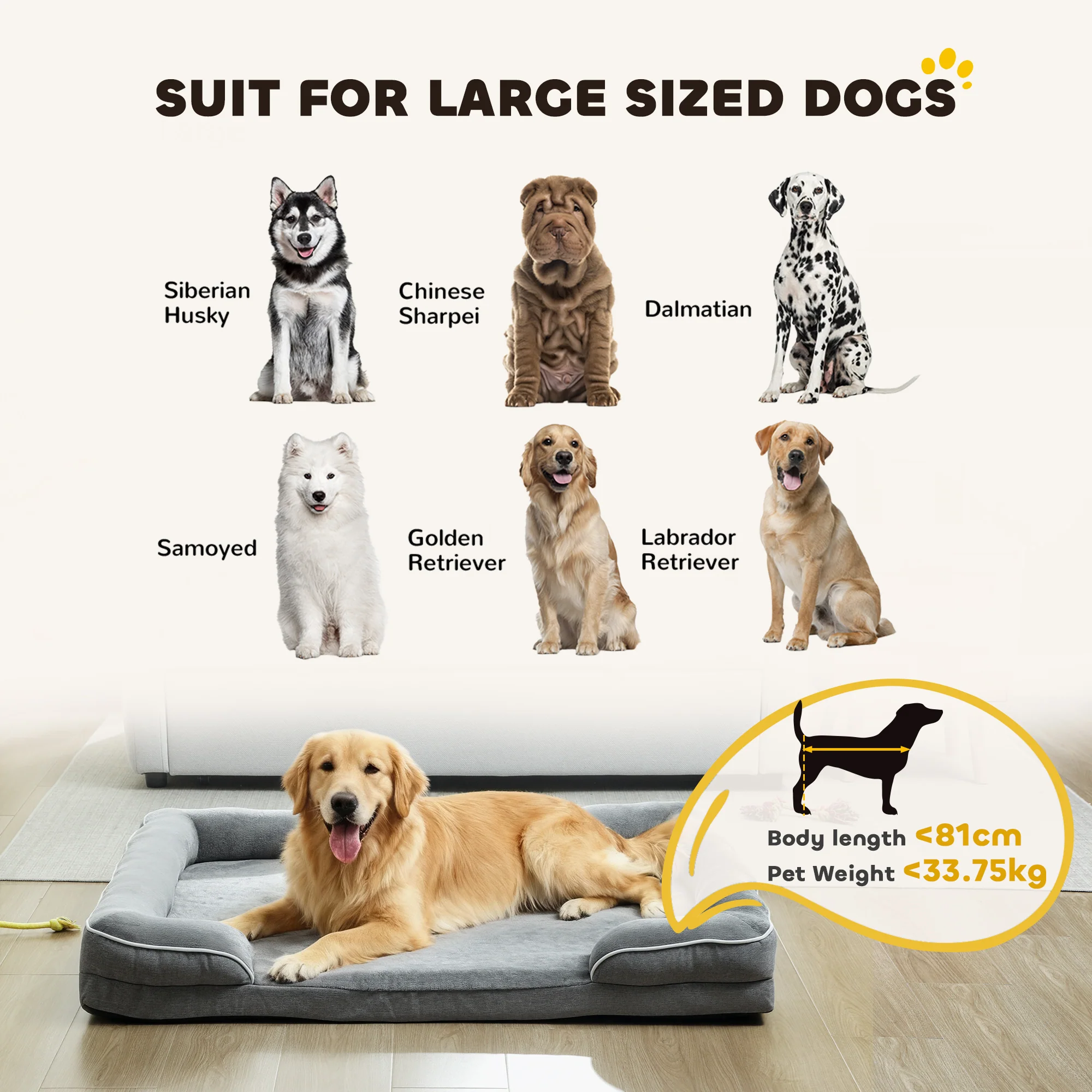 PawHut Dog Sofa Bed, Washable Pet Bed With Non-Slip Bottom, Grey - Image 26