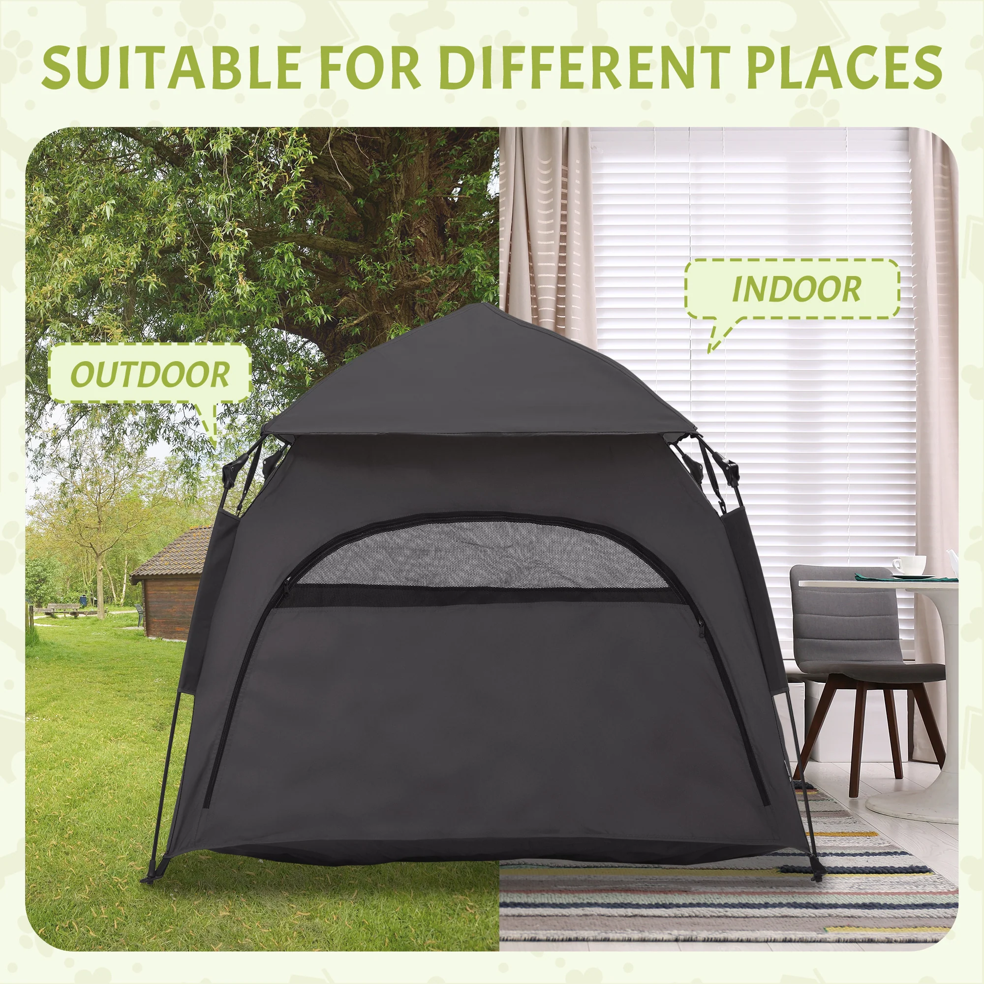 PawHut Foldable Dog Cat Tent With Waterproof Oxford Cloth, Carry Bag - Image 6