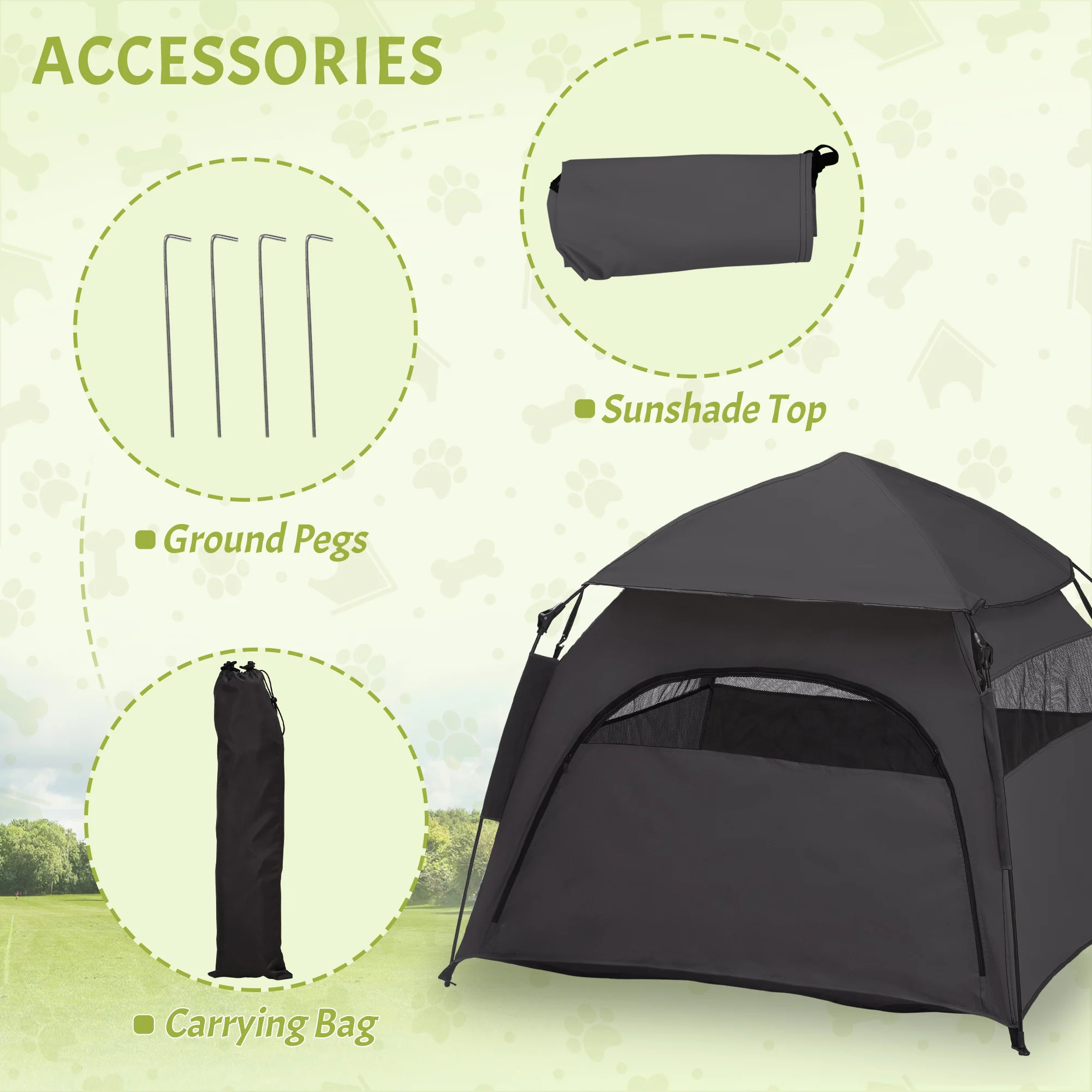 PawHut Foldable Dog Cat Tent With Waterproof Oxford Cloth, Carry Bag - Image 7