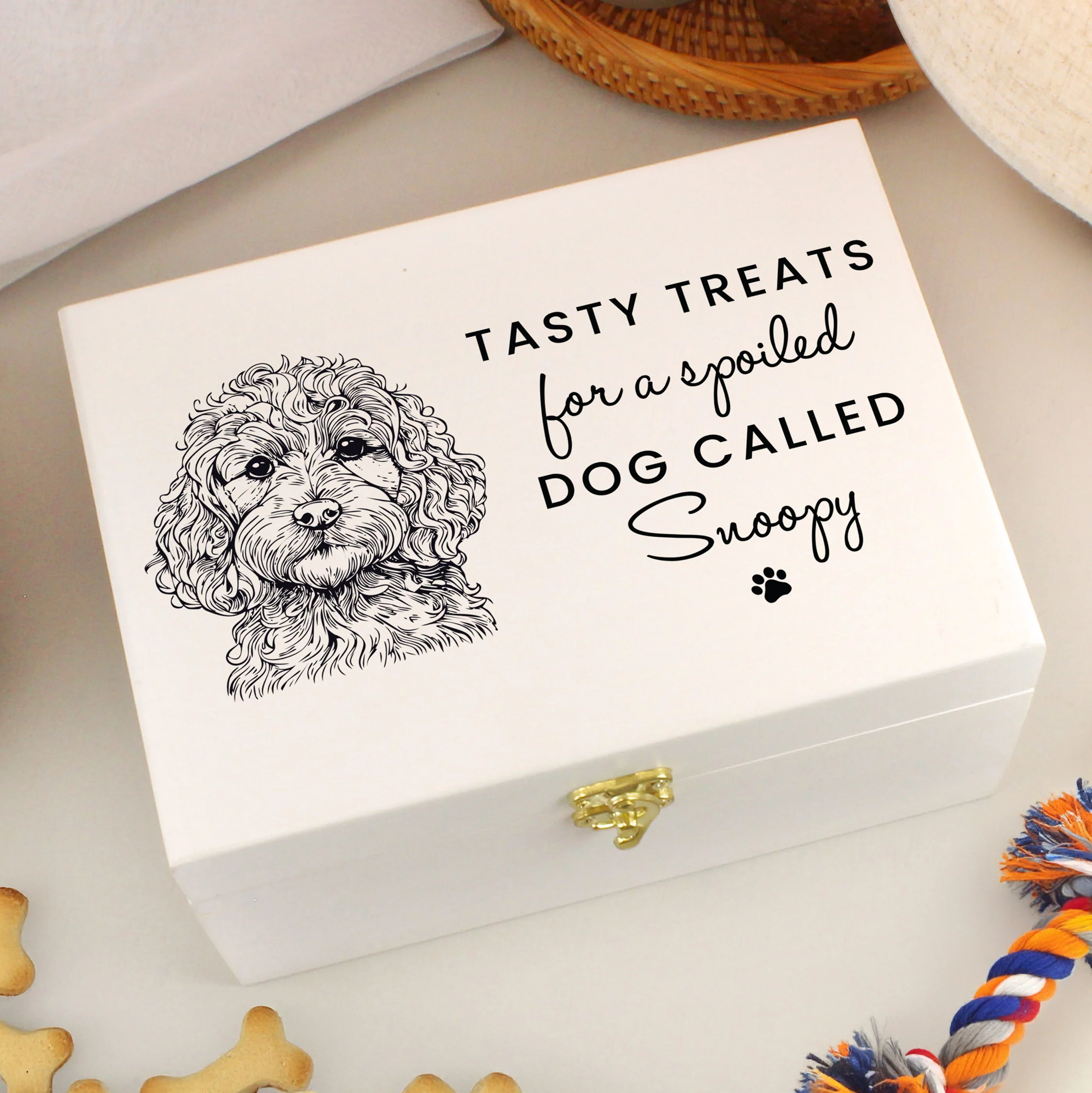 Personalised Dog Breed White Wooden Storage Box - Image 4
