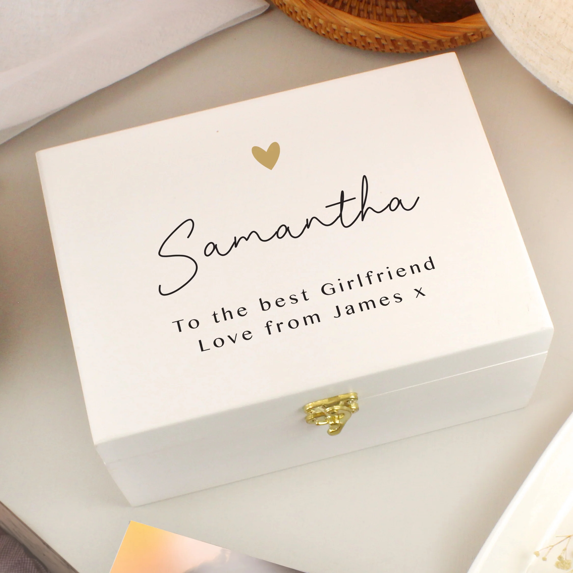 Personalised Gold Heart Small Memory Box - Image 3