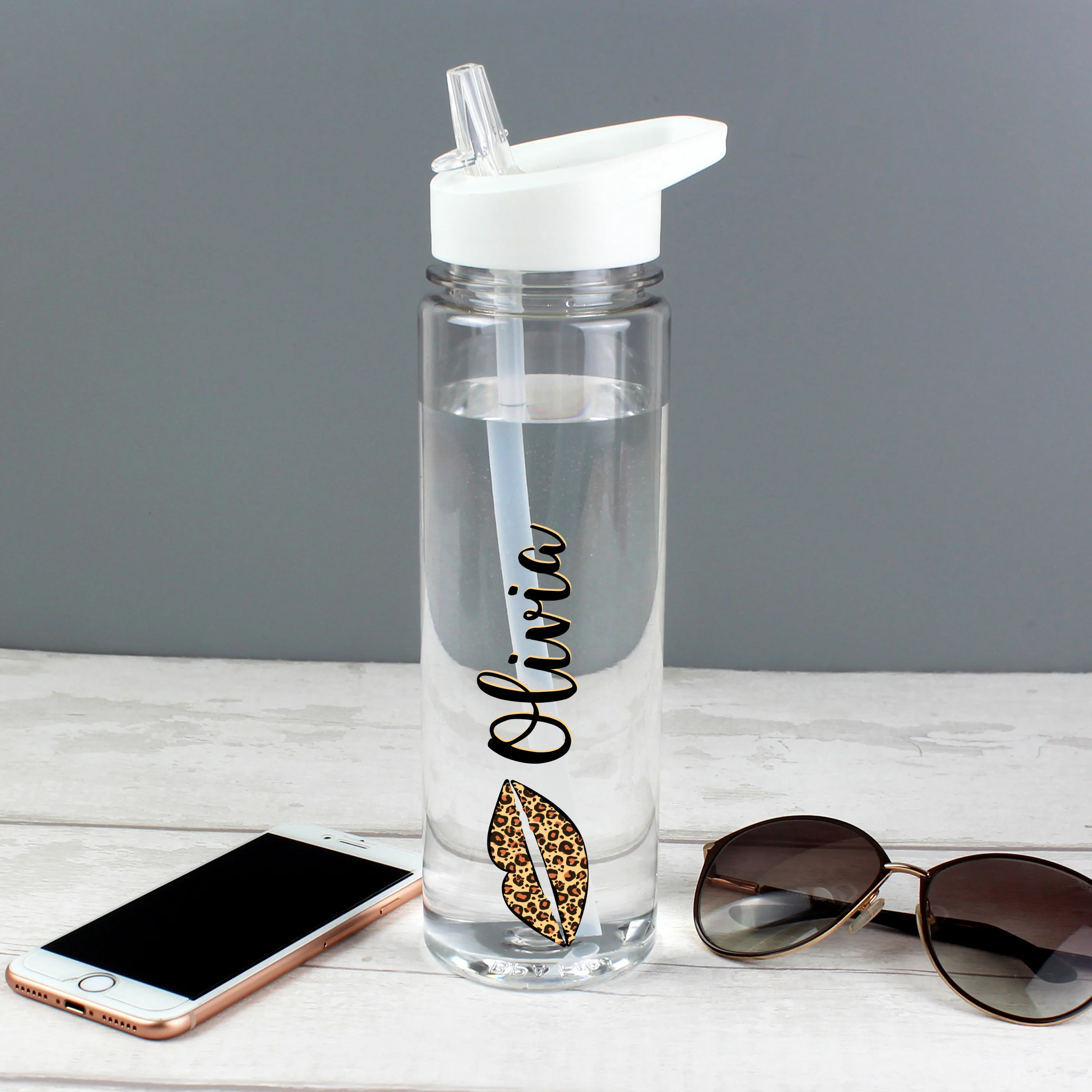 Personalised Leopard Lips Water Bottle - Image 5