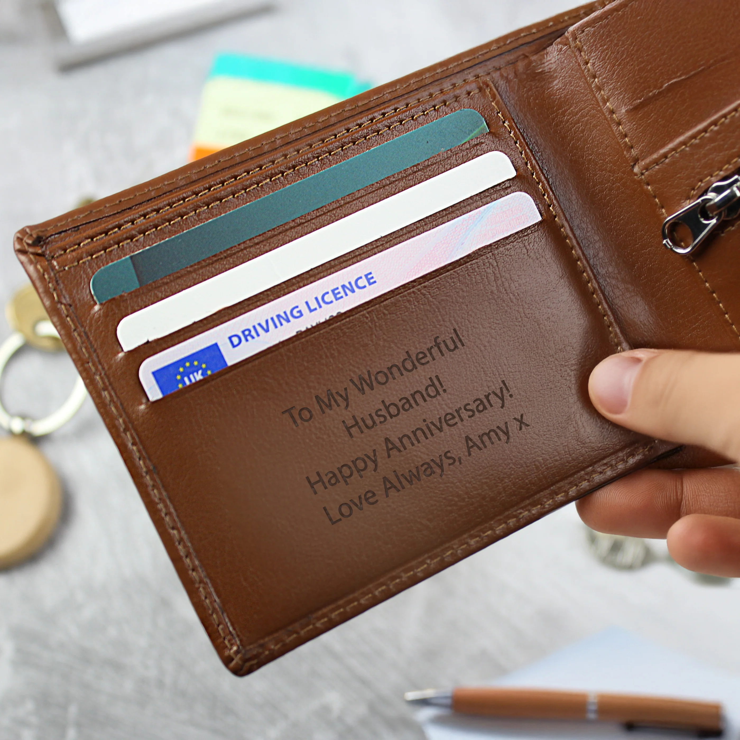 Personalised Tan Leather Wallet - Image 3