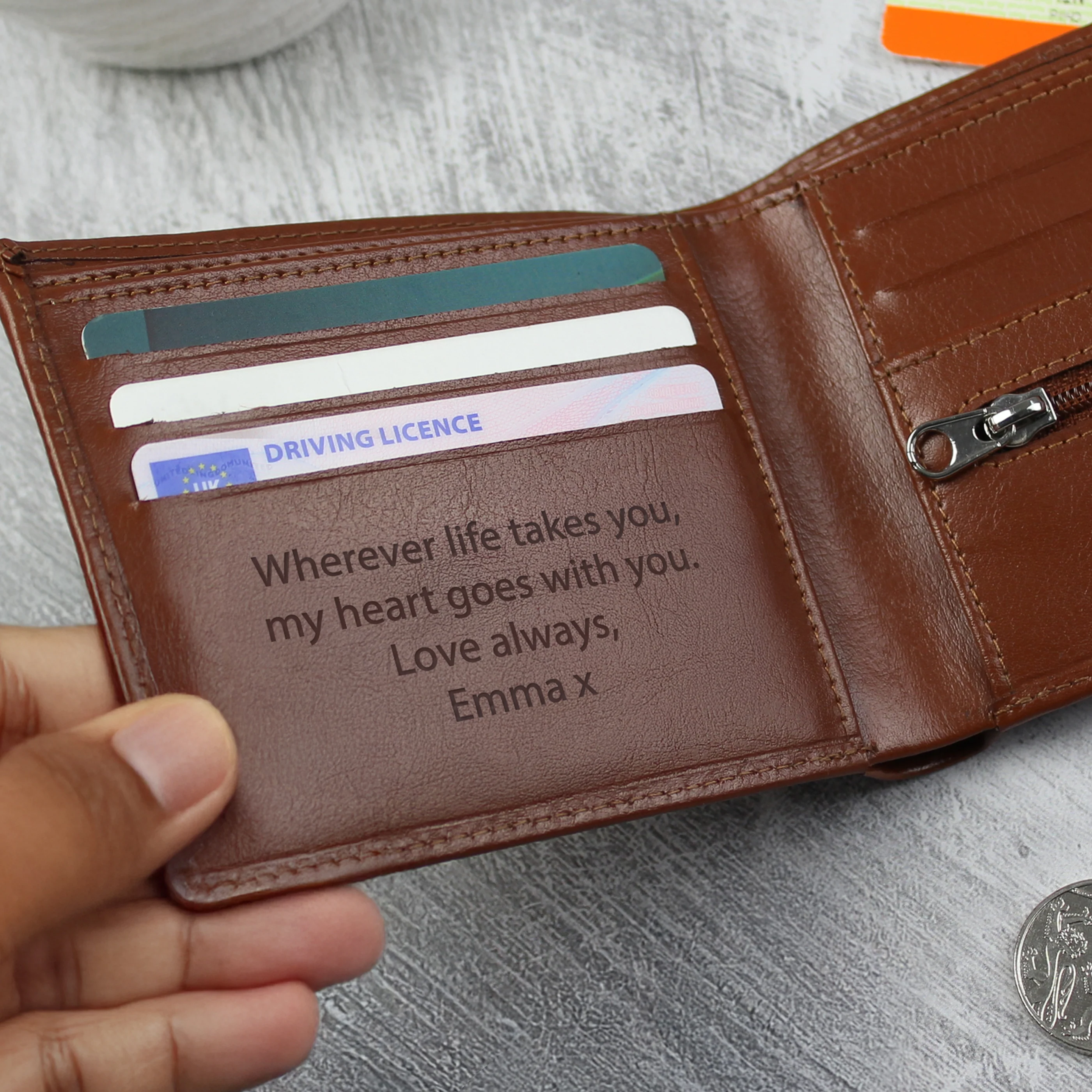 Personalised Tan Leather Wallet - Image 4