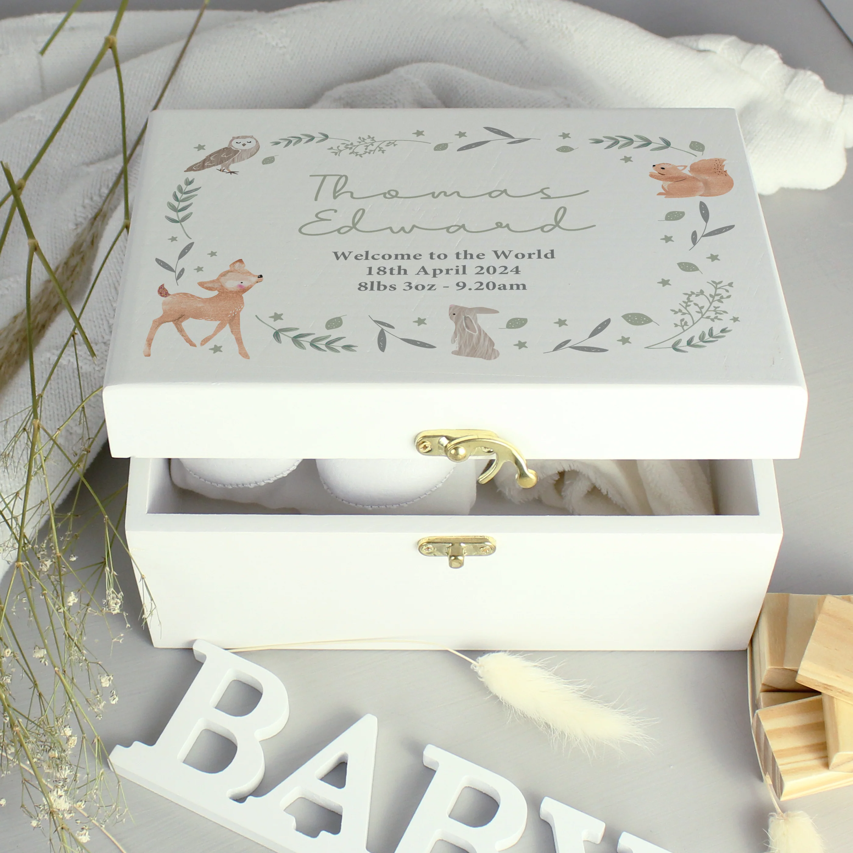 Personalised Woodland Animal Wooden Keepsake Box - Image 4