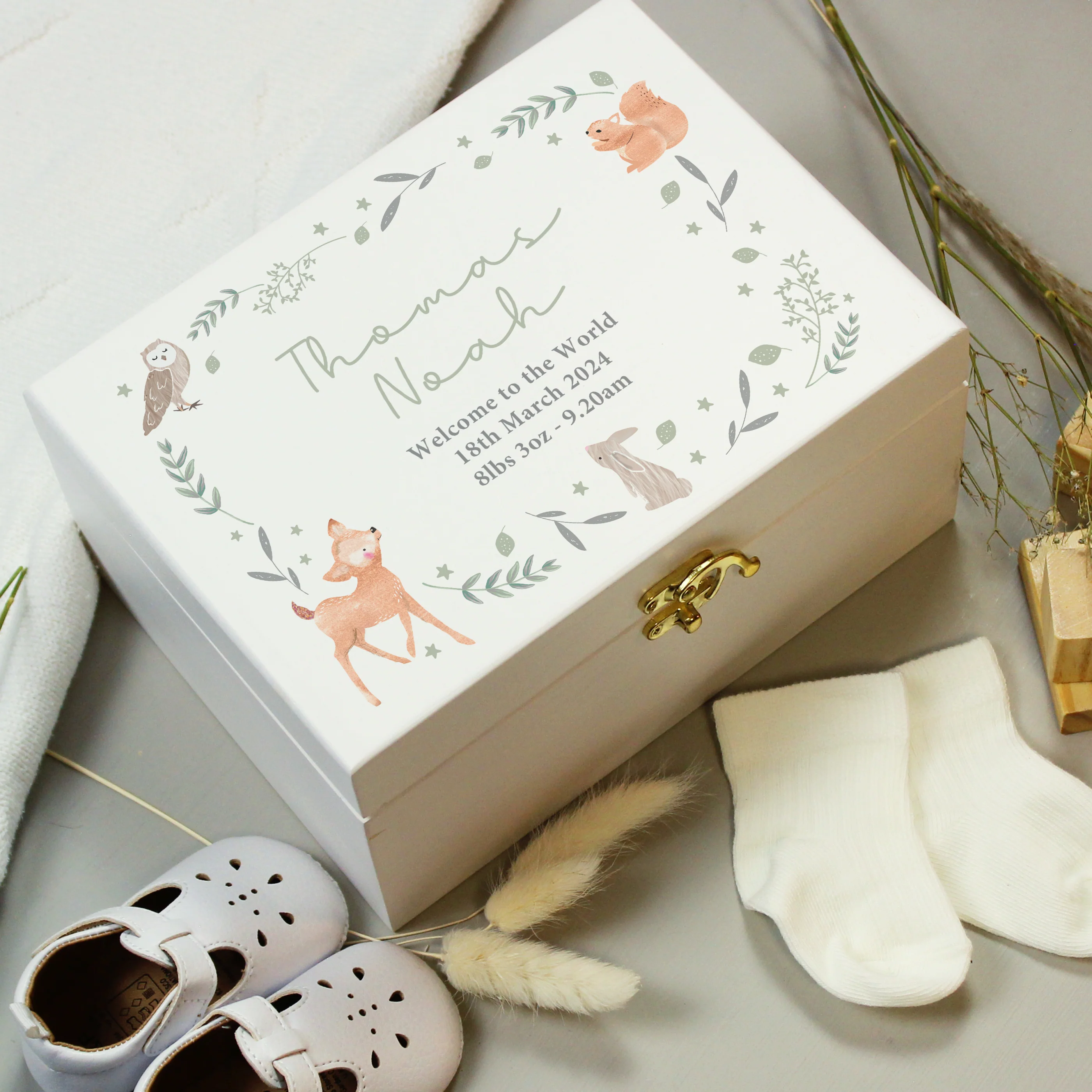 Personalised Woodland Animal Wooden Keepsake Box - Image 7