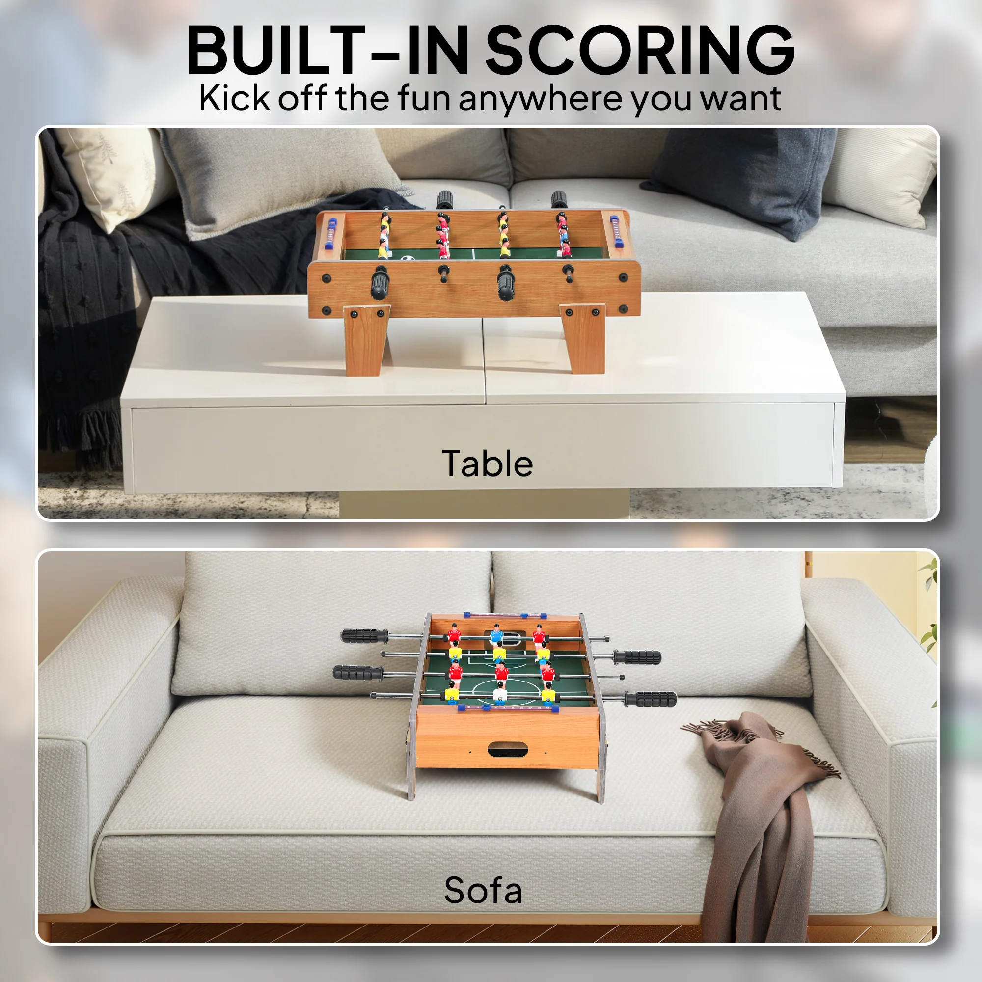 SPORTNOW 20 in Table-top Foosball Table for Kids, Table Football Game - Image 3