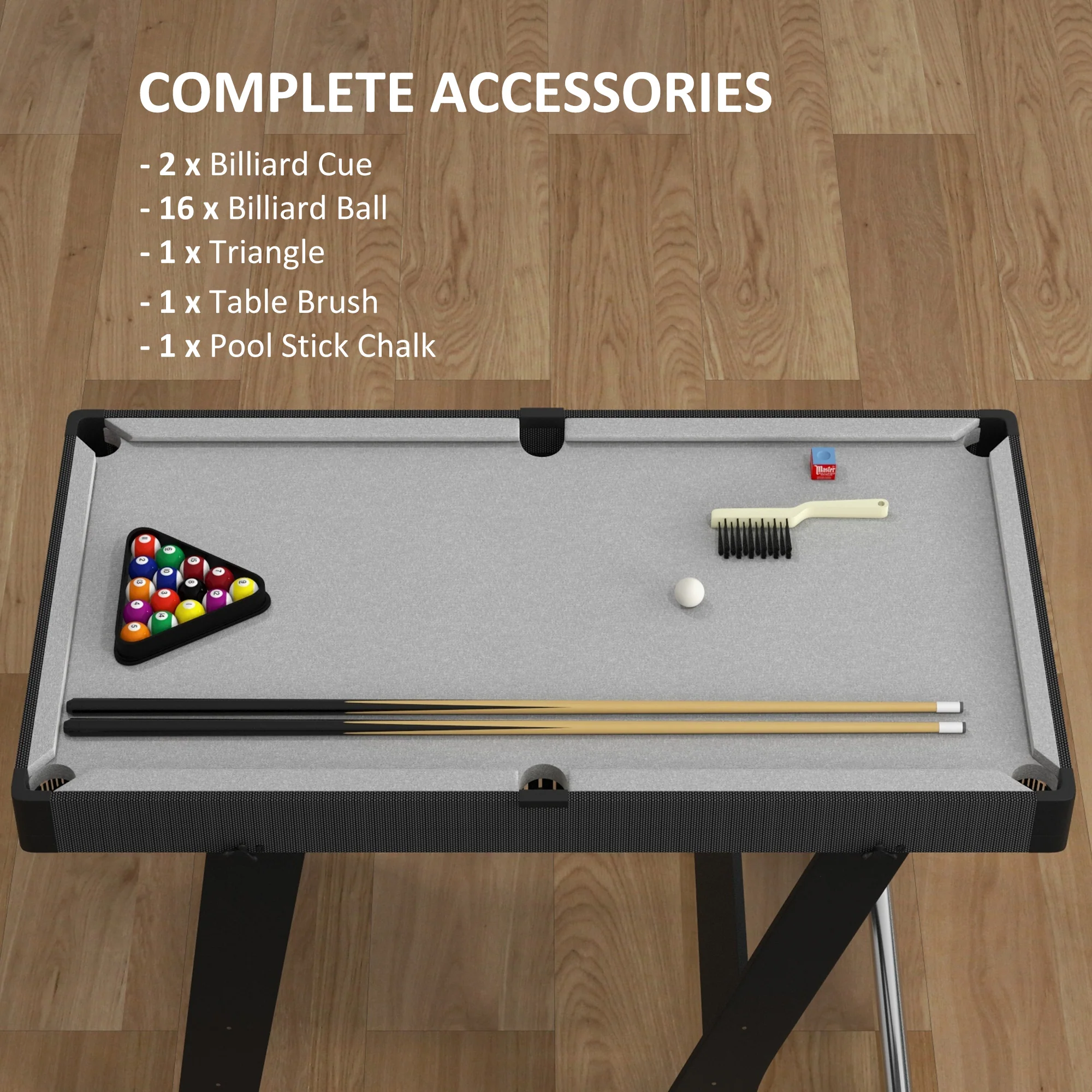 SPORTNOW 3.5ft Folding Pool Table Set With Cues, Balls, Chalk, Triangle, Brush - Image 4