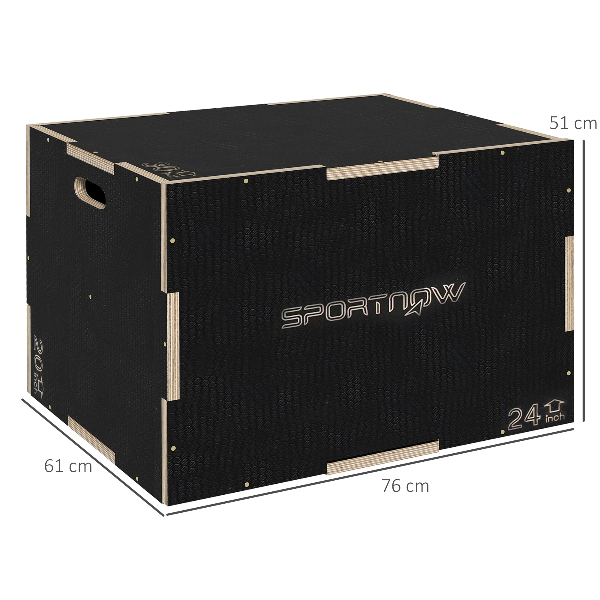 SPORTNOW 51/61/76cm Pylometric Jump Box, Wooden Pylo Box For Home Gym - Image 5