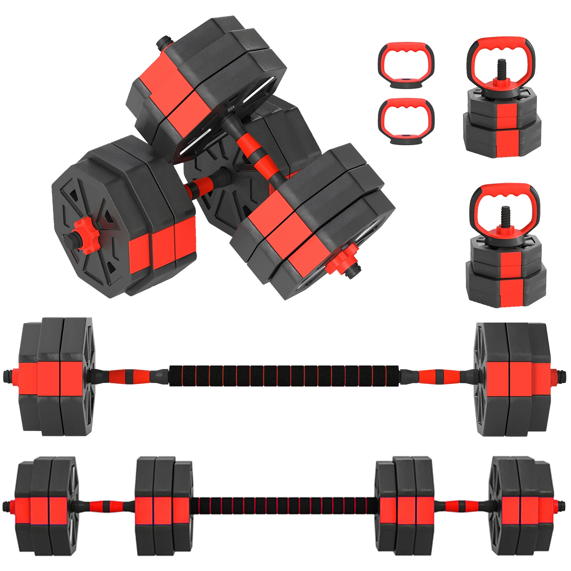 SPORTNOW 6-in-1 Adjustable Weight Dumbbells Set, Free Weights Set, Red - Image 10