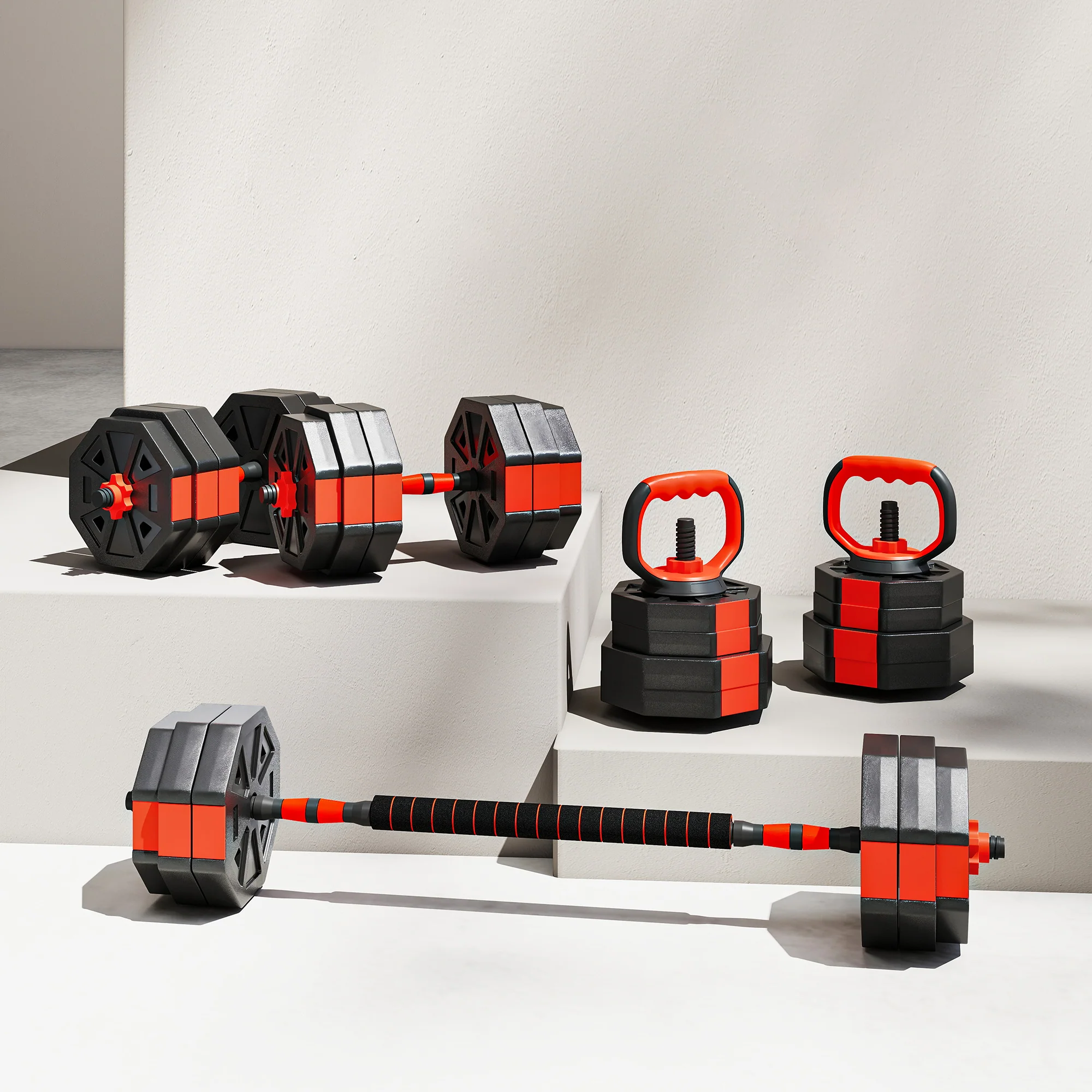SPORTNOW 6-in-1 Adjustable Weight Dumbbells Set, Free Weights Set, Red - Image 17