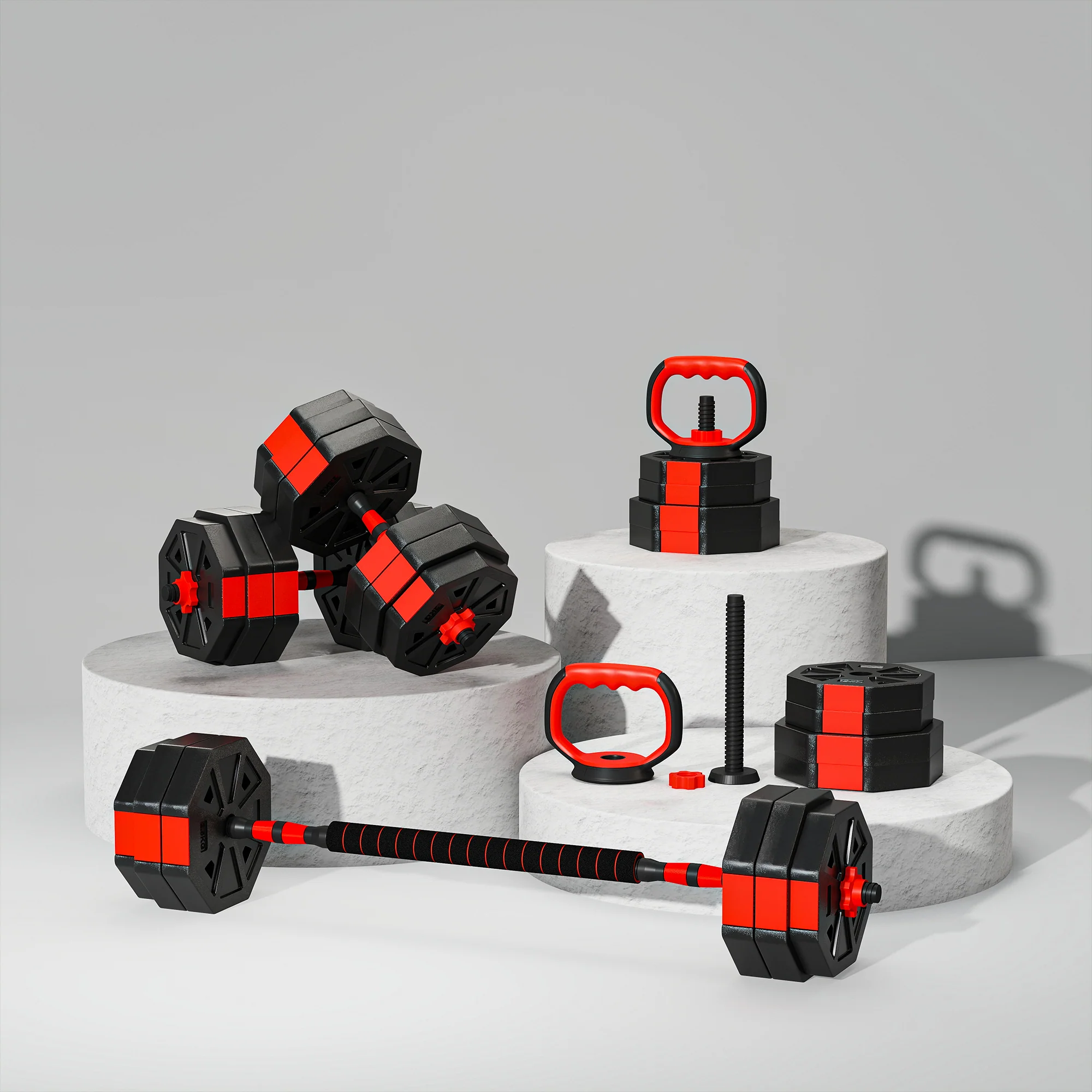 SPORTNOW 6-in-1 Adjustable Weight Dumbbells Set, Free Weights Set, Red - Image 18