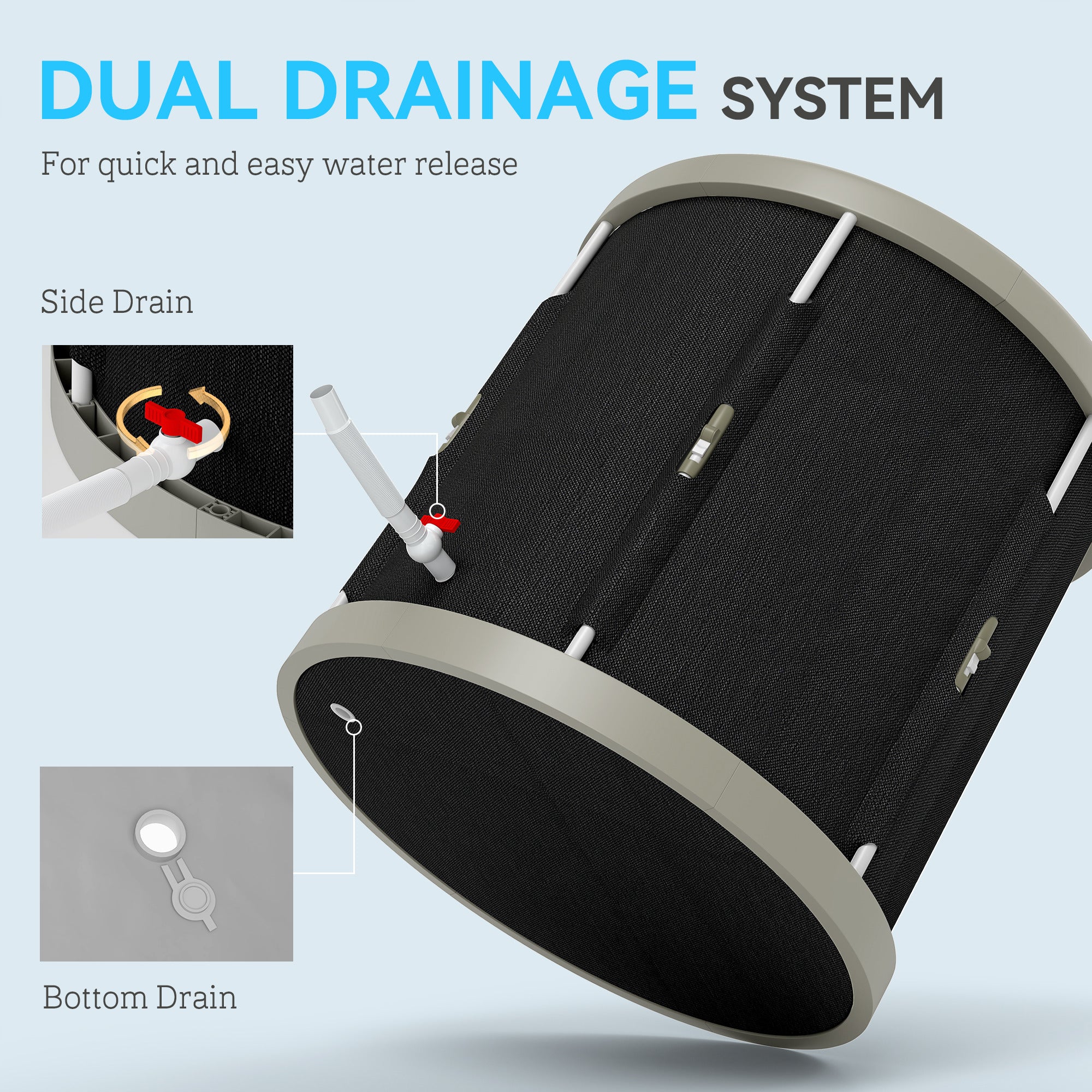 SPORTNOW Ice Bath Tub Outdoor, 210L Portable Cold Water Therapy Tub, Black - Image 7