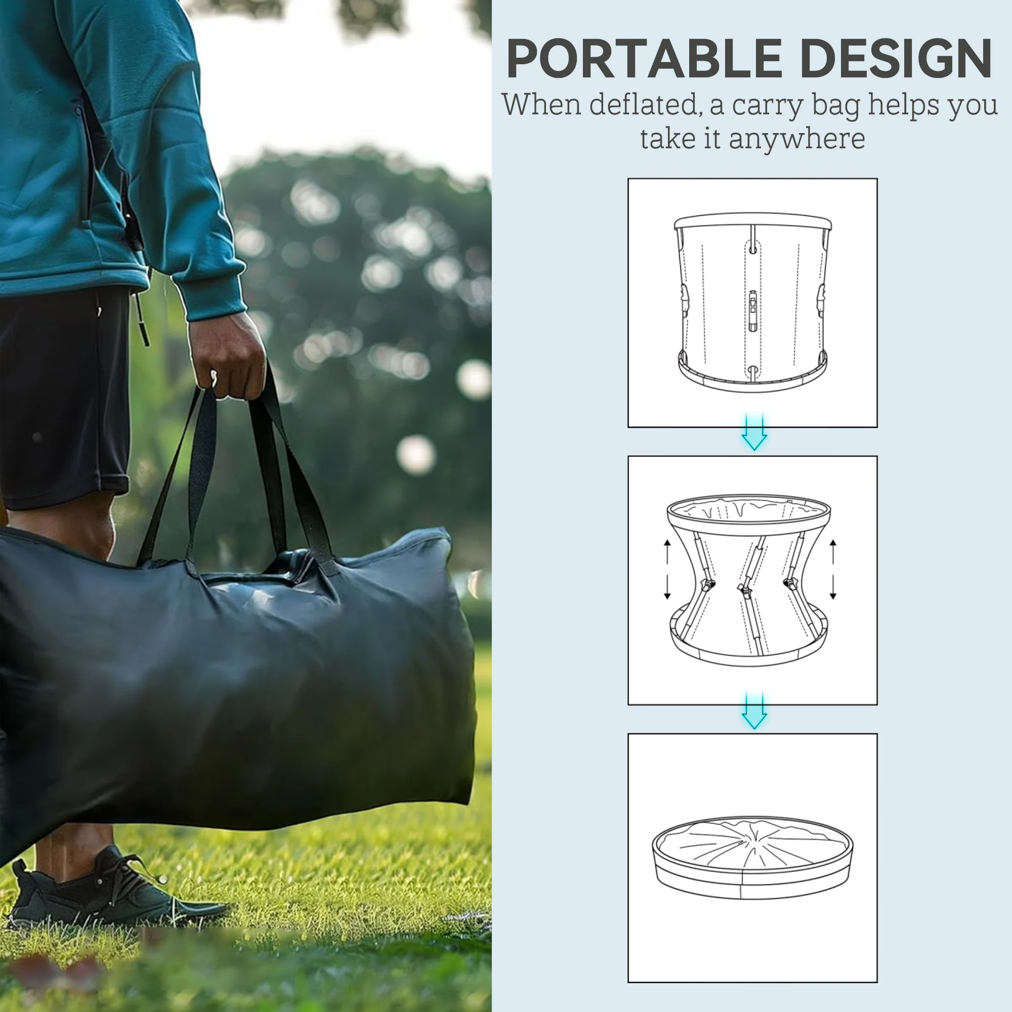 SPORTNOW Ice Bath Tub Outdoor, 210L Portable Cold Water Therapy Tub, Black - Image 8