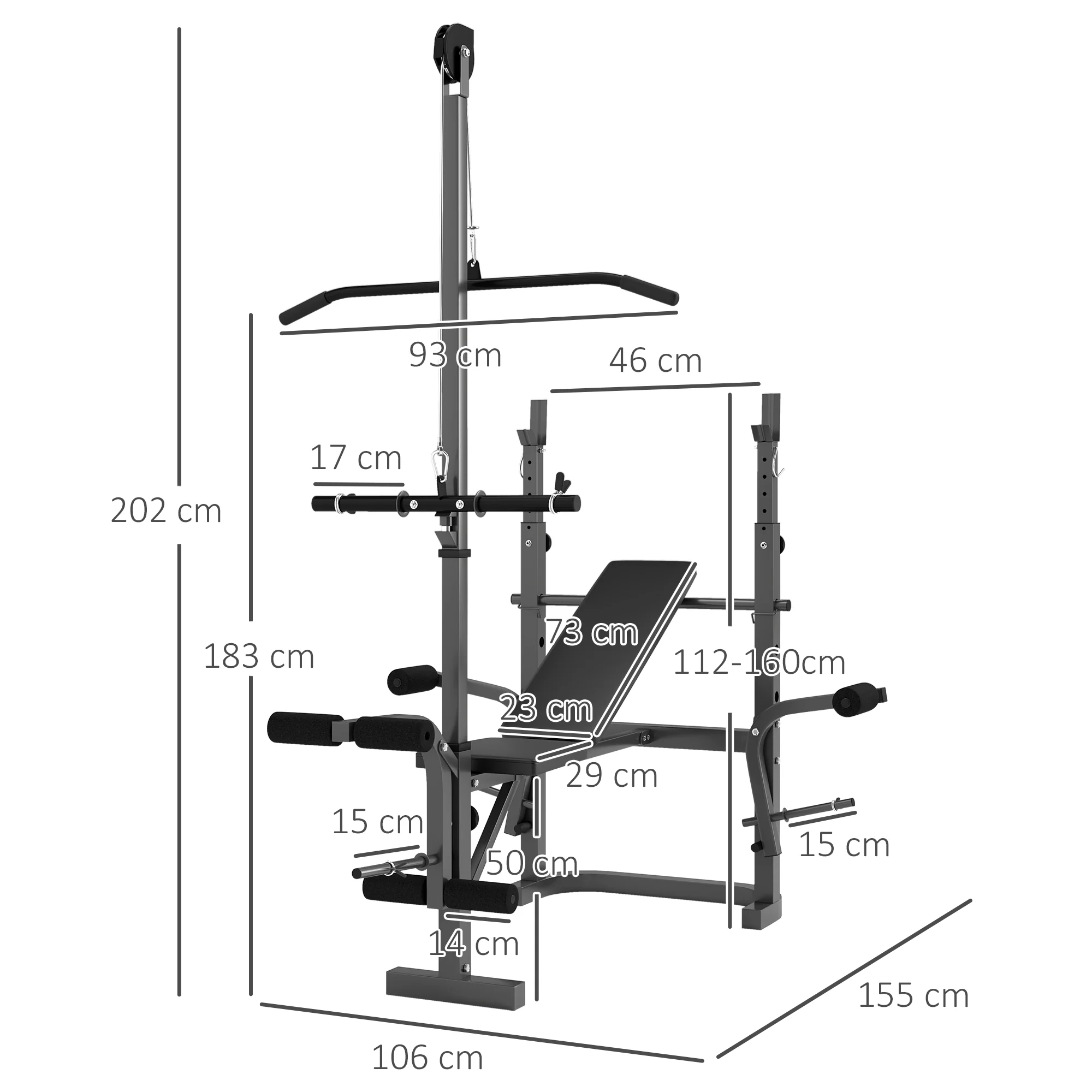 SPORTNOW Multi-Exercise Incline or Flat Weight Bench with Bench Press Rack - Image 5
