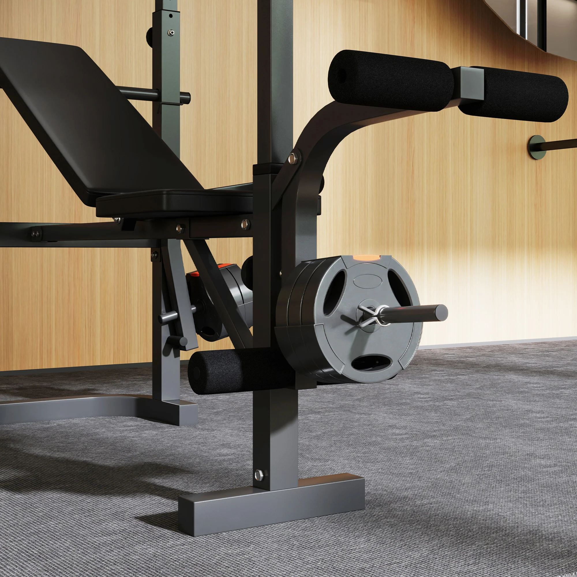 SPORTNOW Multi-Exercise Incline or Flat Weight Bench with Bench Press Rack - Image 7