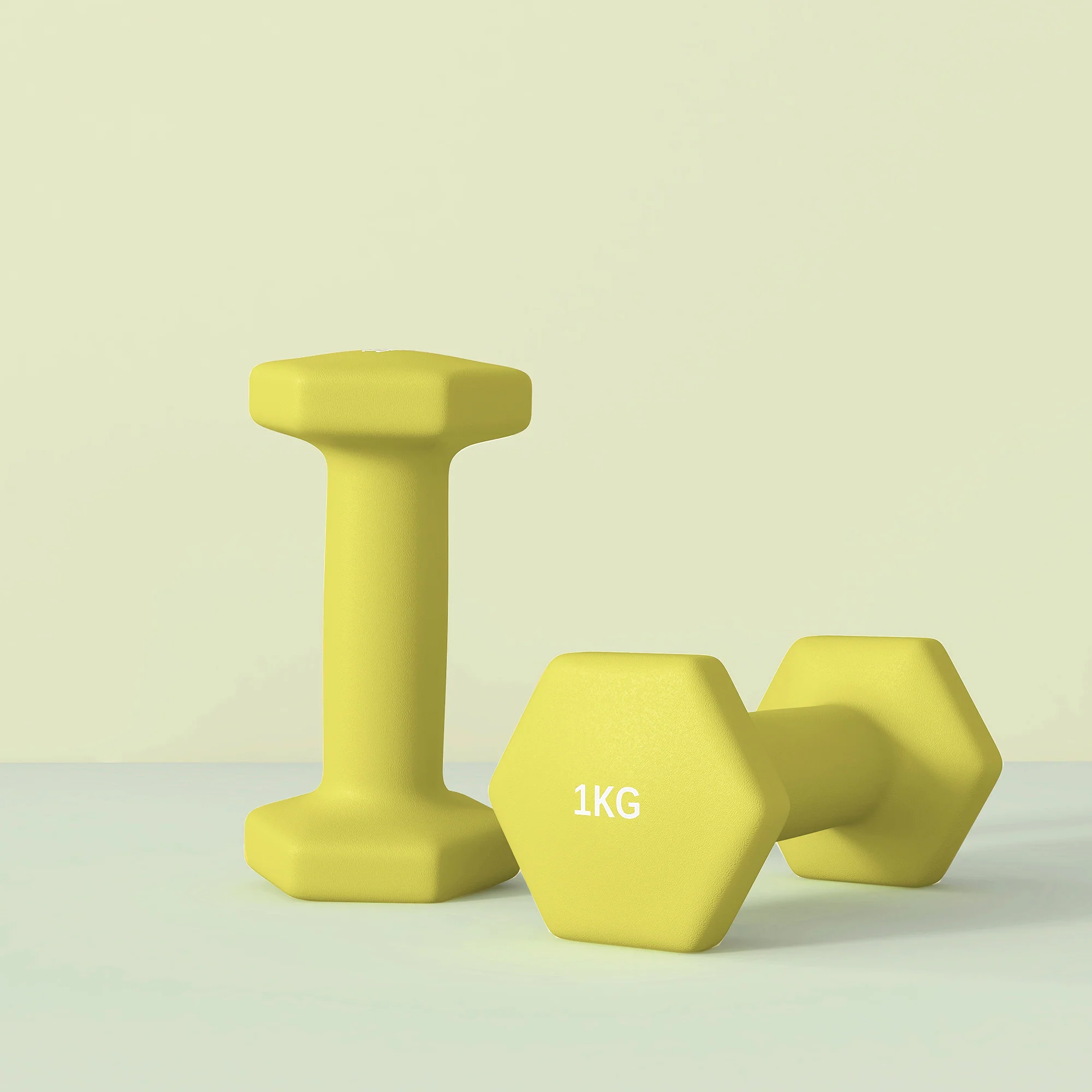 SPORTNOW Set of 2 Hexagonal Dumbbells Weights Pair, 2 x 1kg, Yellow - Image 8