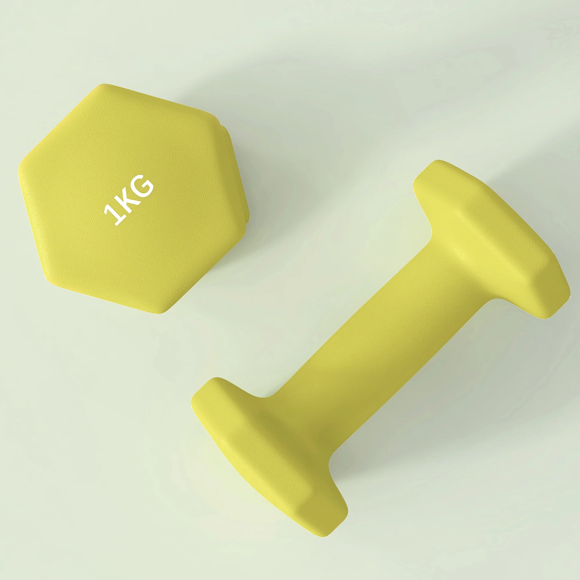 SPORTNOW Set of 2 Hexagonal Dumbbells Weights Pair, 2 x 1kg, Yellow - Image 9
