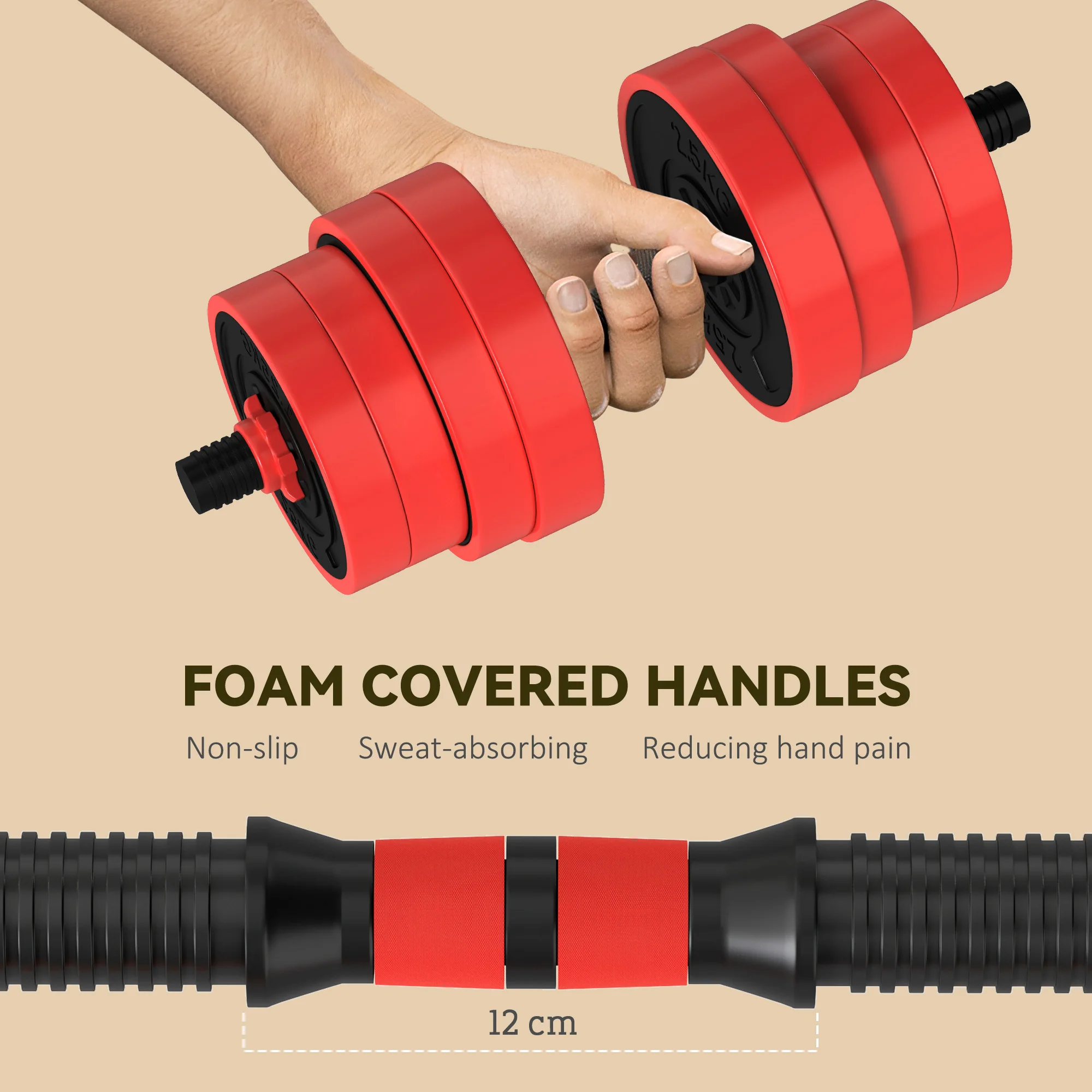 SPORTNOW Weight Dumbbells Set, Barbell, Kettlebell, Push Up Stand, 30kg - Image 6