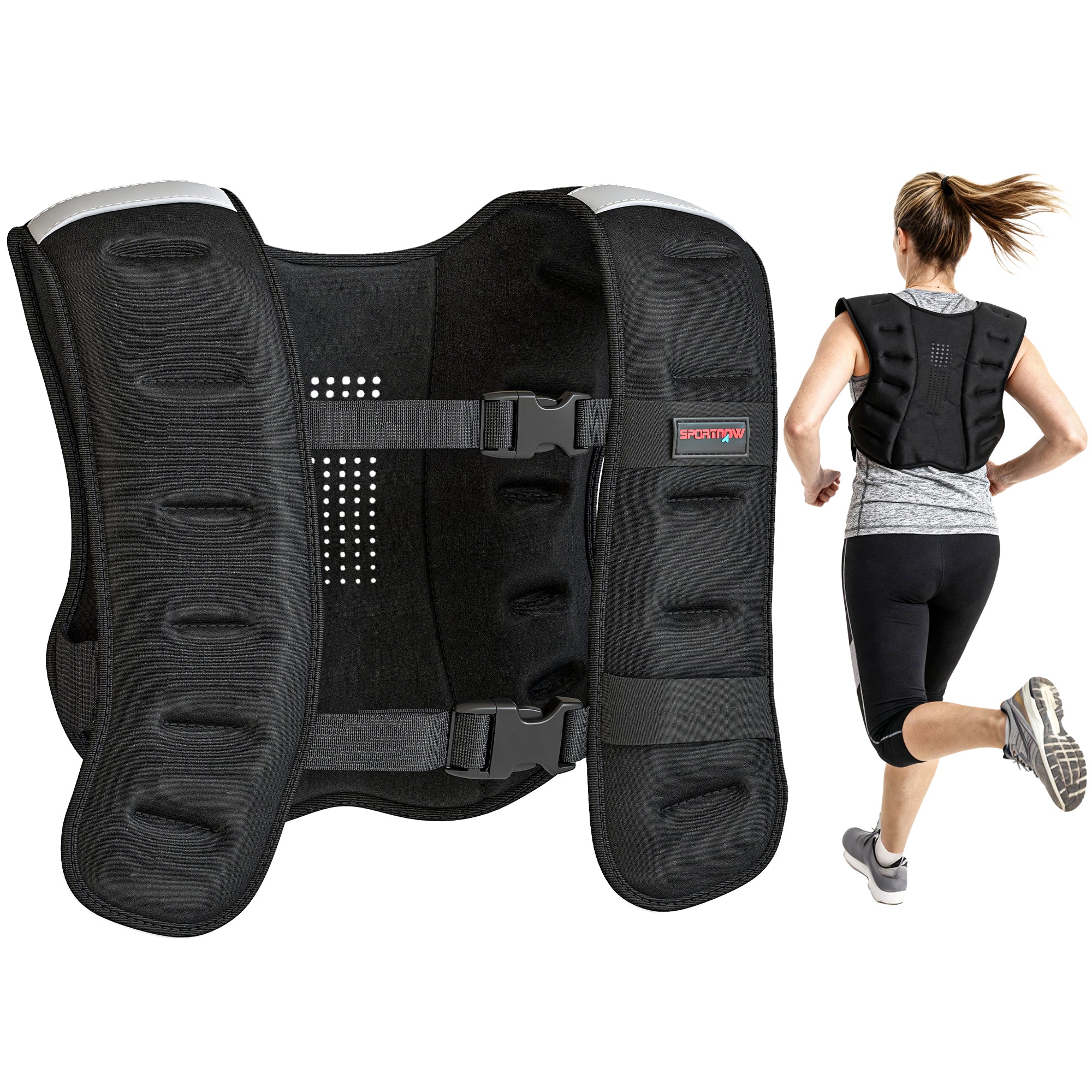 SPORTNOW Weighted Vest With Adjustable Straps And Reflective Strips - Image 10