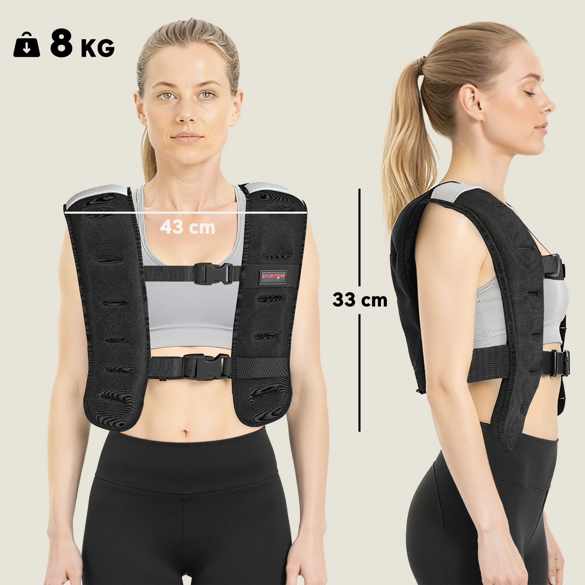 SPORTNOW Weighted Vest With Adjustable Straps And Reflective Strips - Image 14