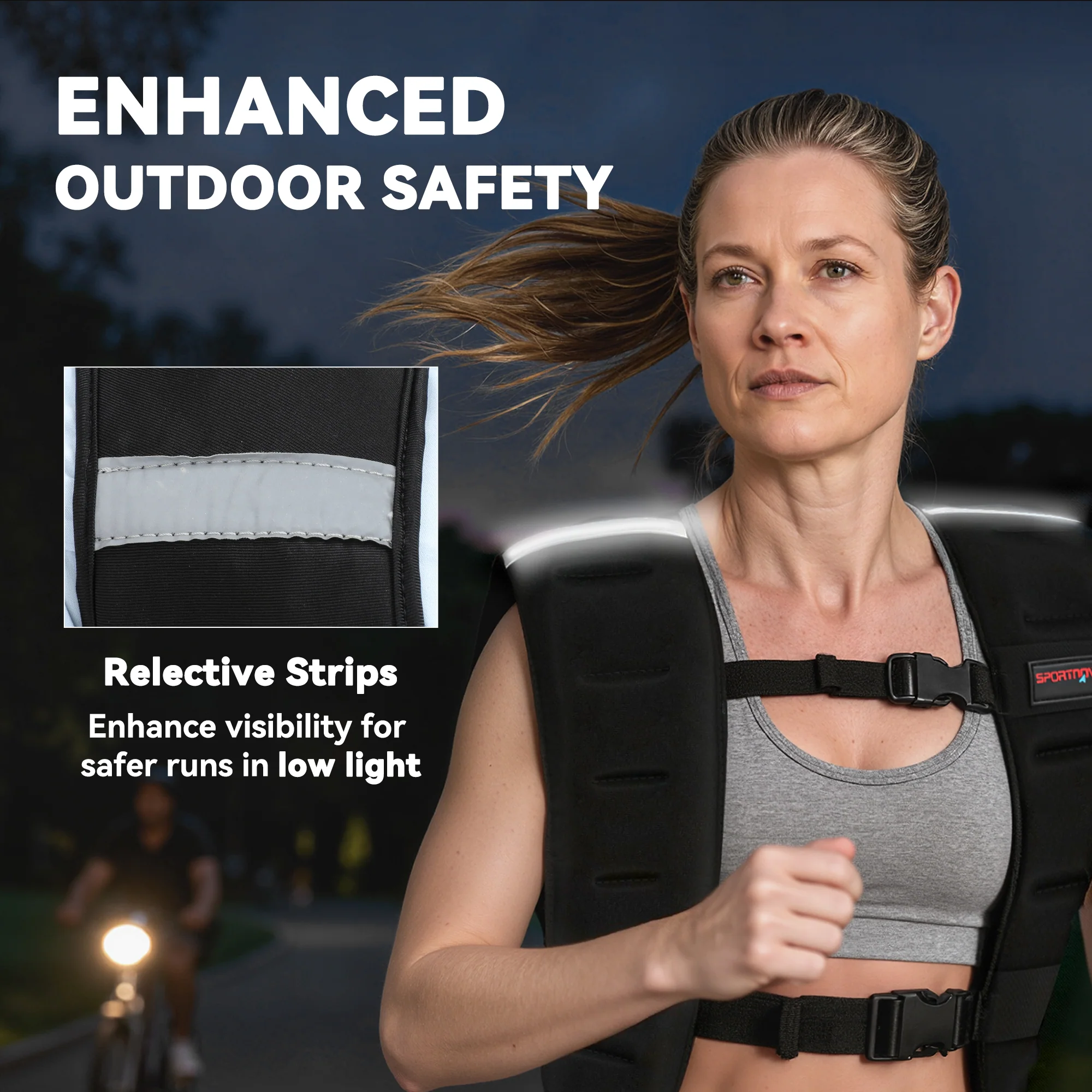 SPORTNOW Weighted Vest With Adjustable Straps And Reflective Strips - Image 6