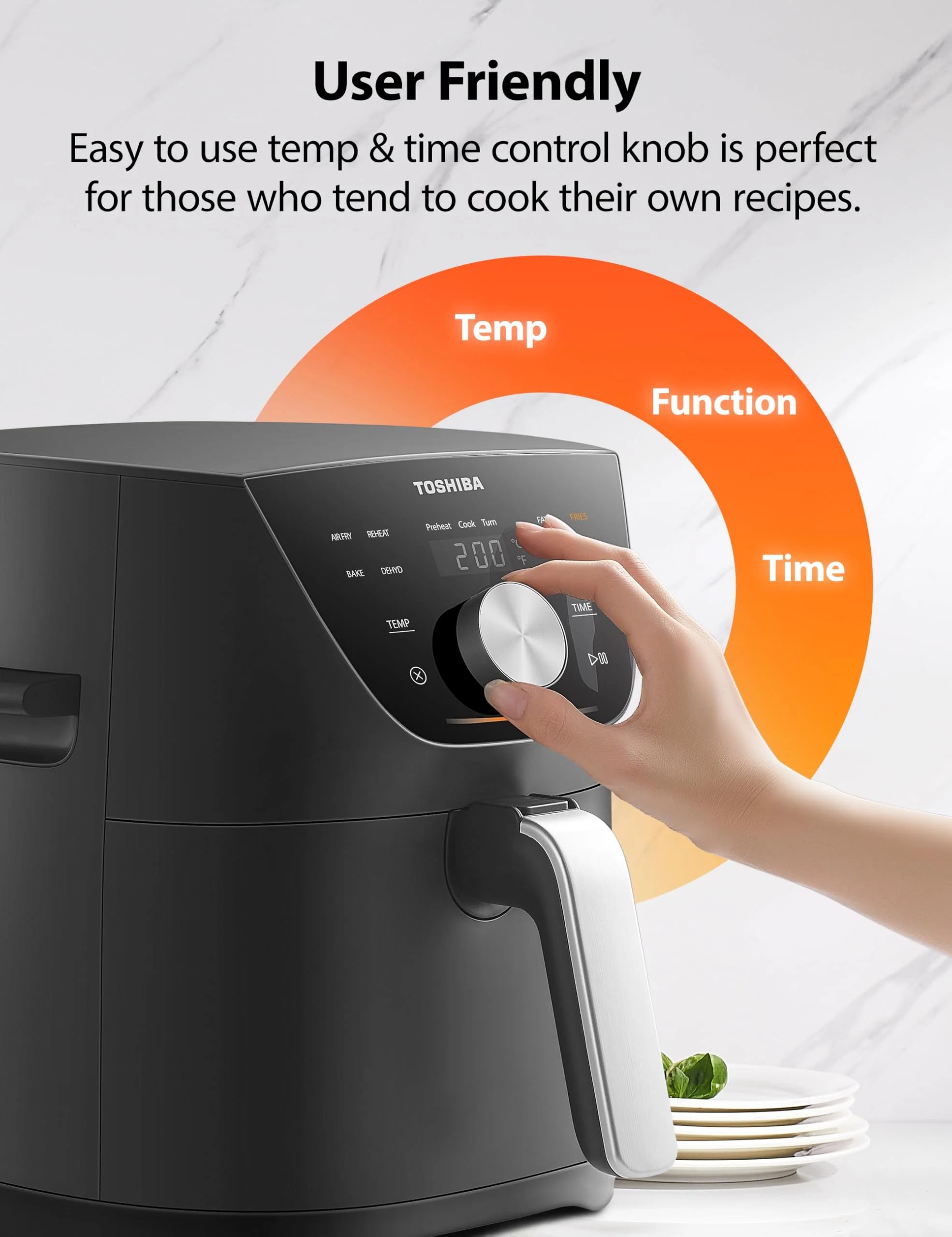 Toshiba 5.2L Air Fryer With Heat-Q Technology, Quick And Easy Meals, 8 Preset Menus - Image 6