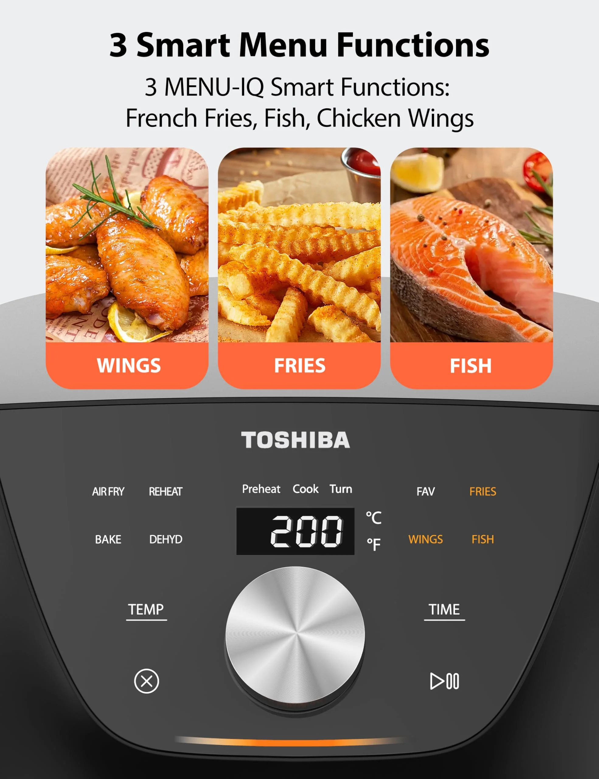 Toshiba 5.2L Air Fryer With Heat-Q Technology, Quick And Easy Meals, 8 Preset Menus - Image 8