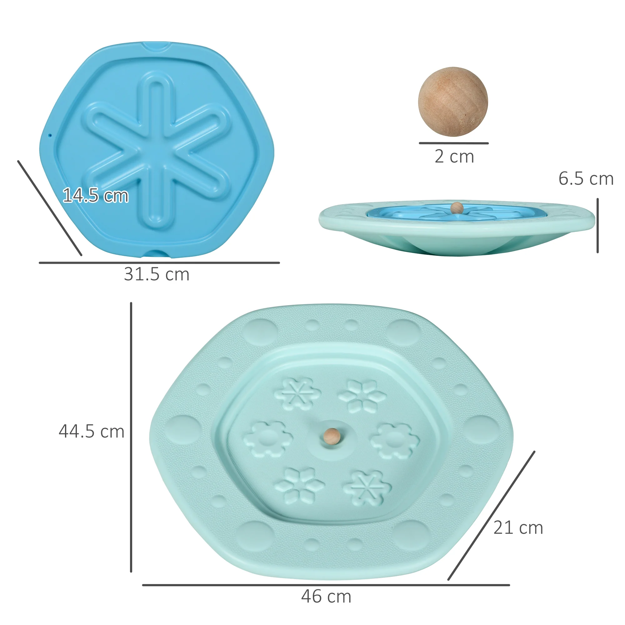 ZONEKIZ 2 in 1 Balance Board, Kids Wobble Board with Ball - Blue - Image 5